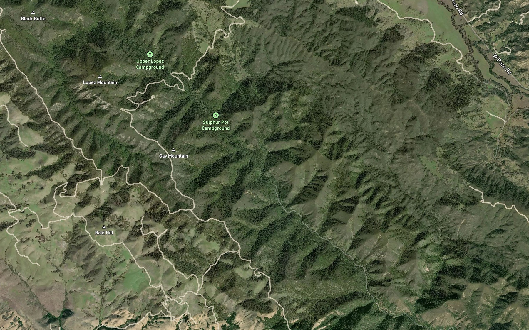 Satellite map of the Potrero Creek