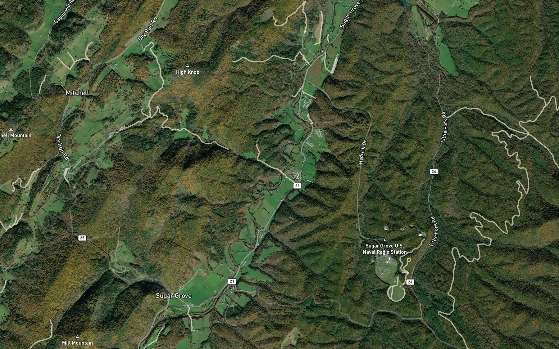 Satellite map of the Bill Run