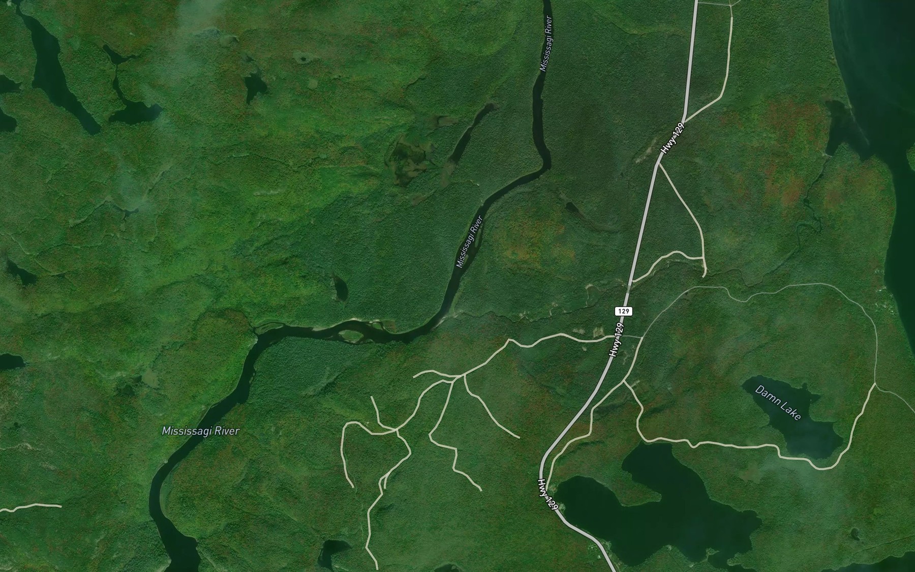 Satellite map of the Snowshoe Creek