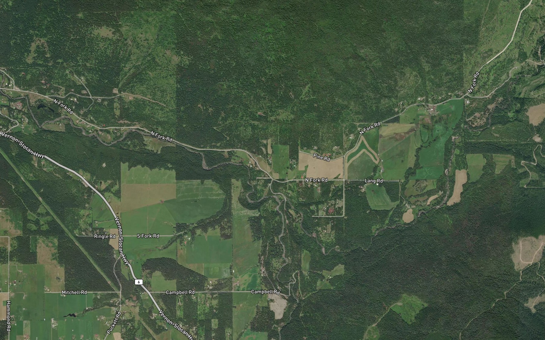 Satellite map of the Monashee Creek