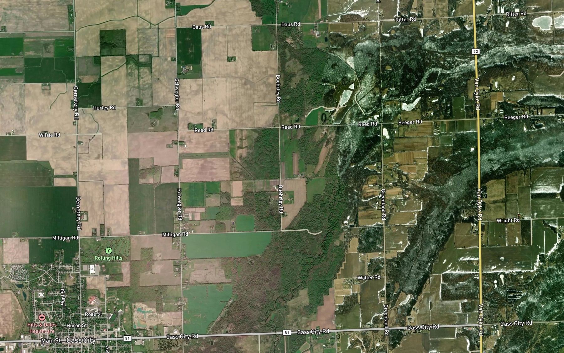 Satellite map of the Whitney Drain