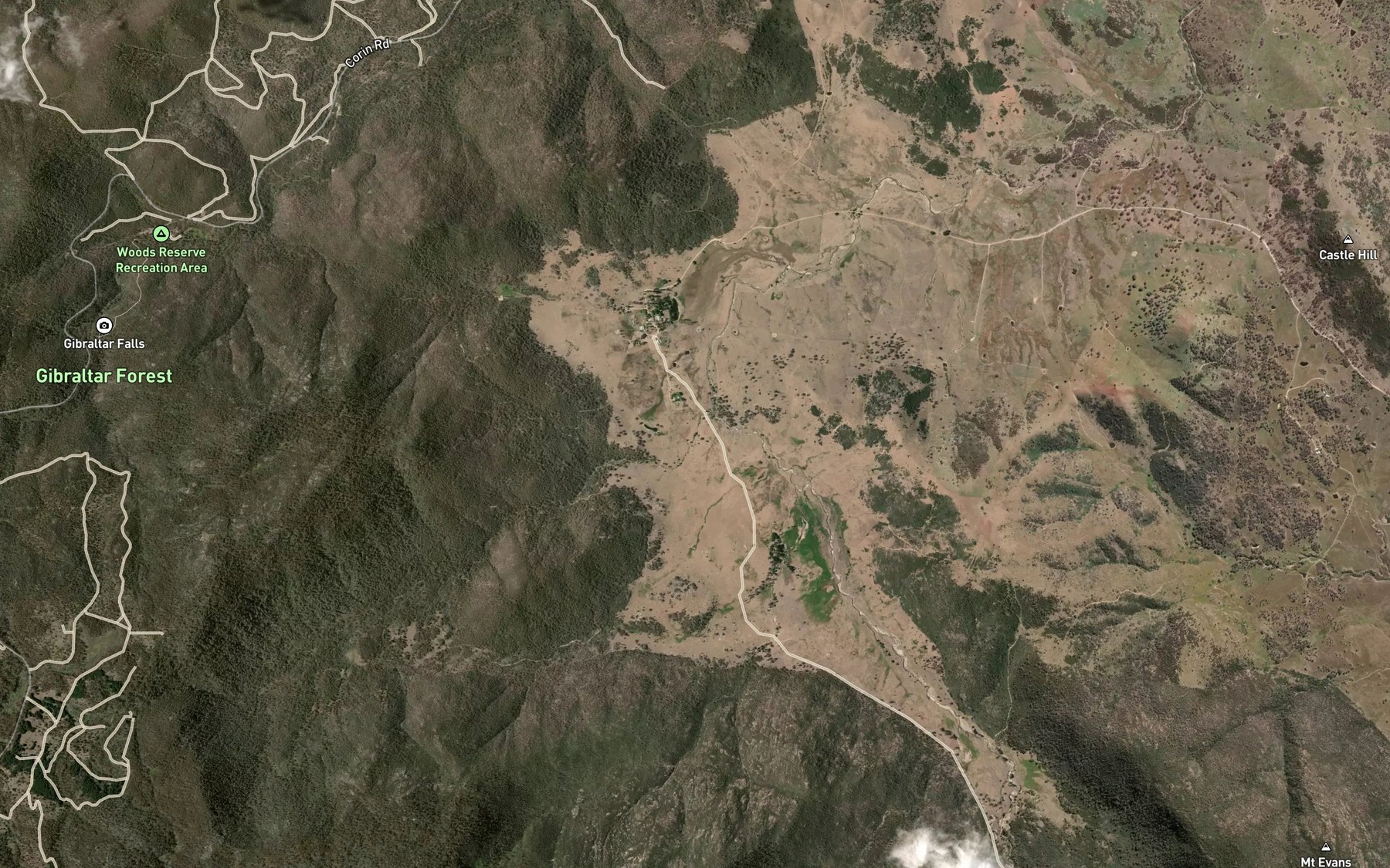 Satellite map of the Punch Bowl Creek