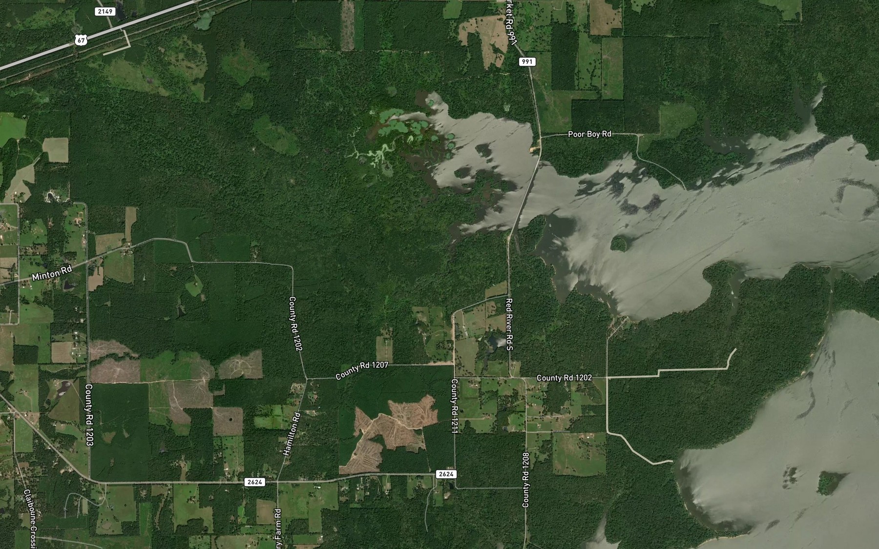 Satellite map of the Milan Creek