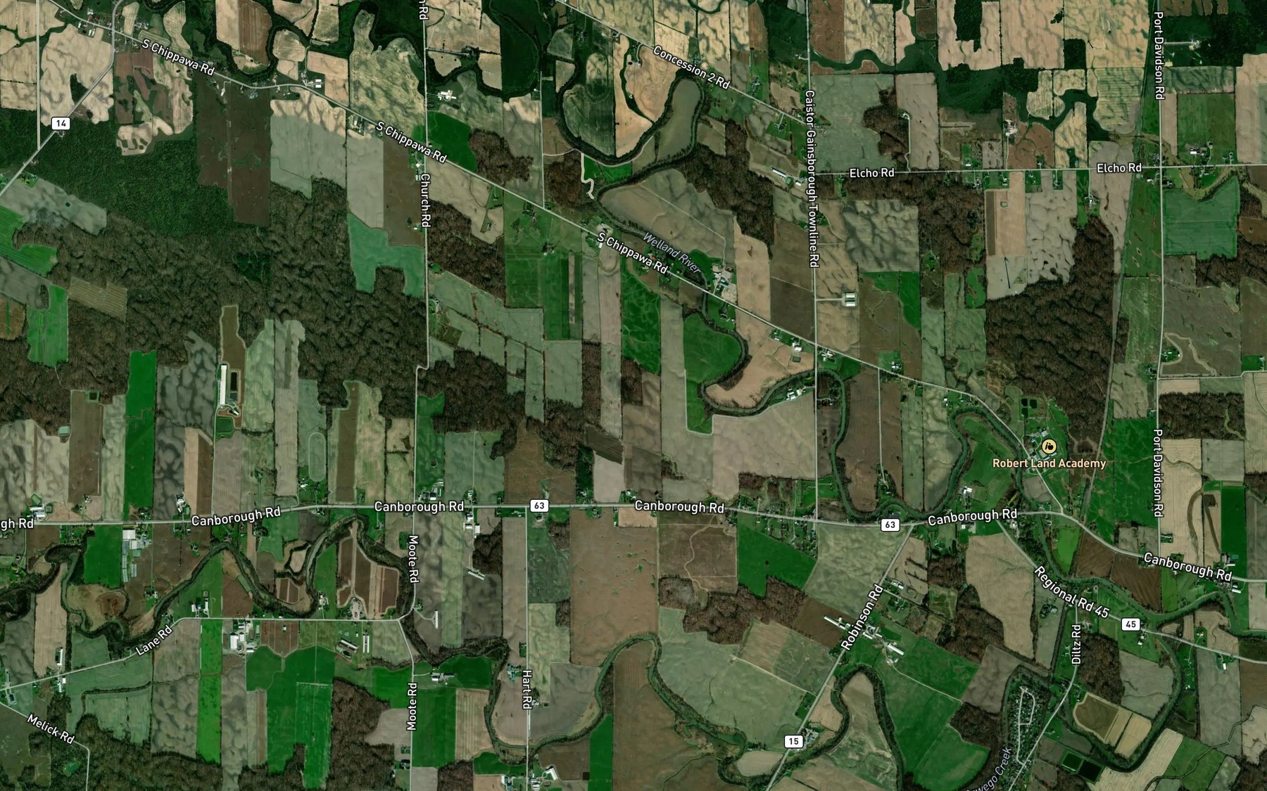 Satellite map of the Wilson Creek