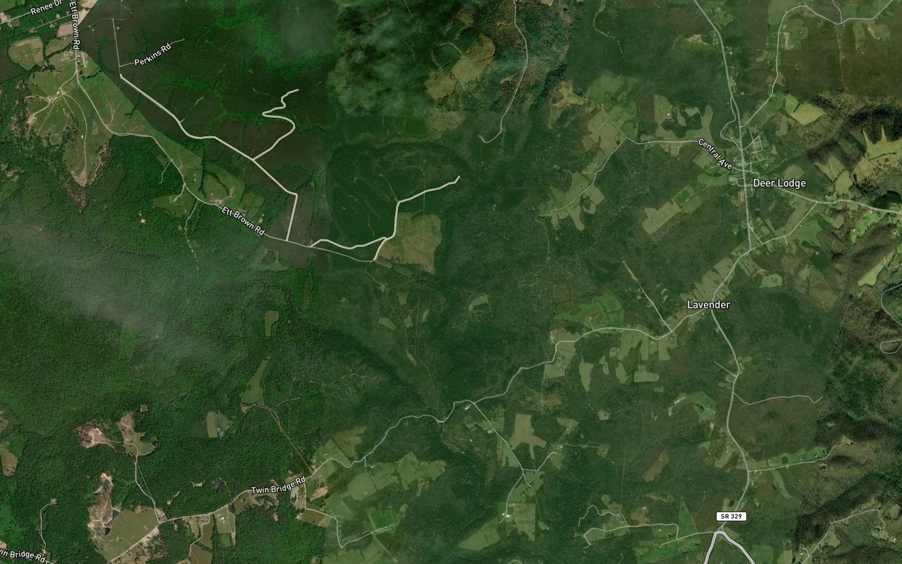 Satellite map of the Toms Branch