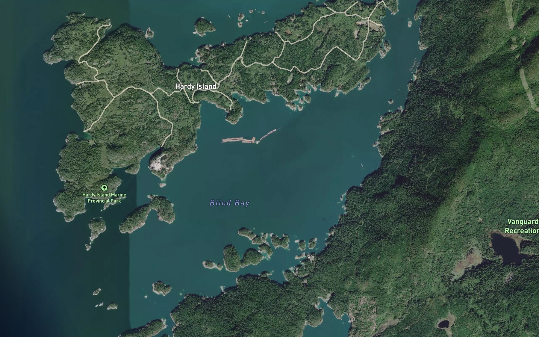 Satellite map of the Blind Bay