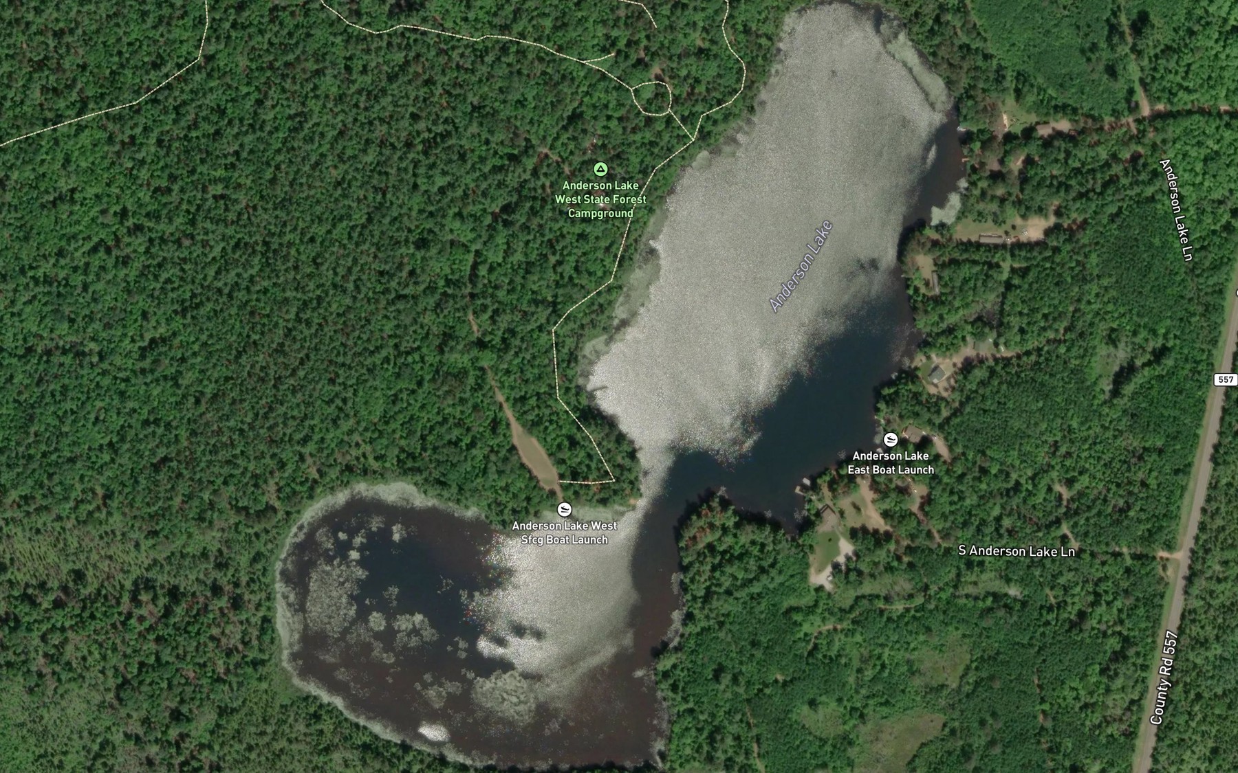 Satellite map of the Anderson Lake