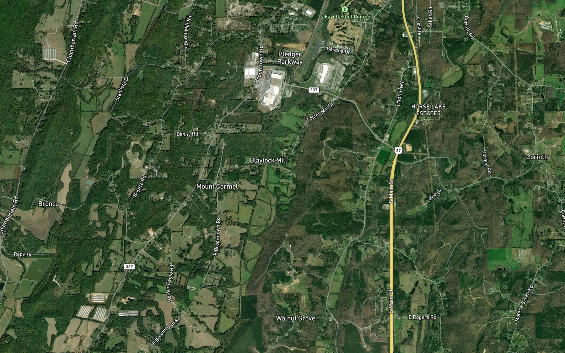 Satellite map of the Blaylock Mill Pond
