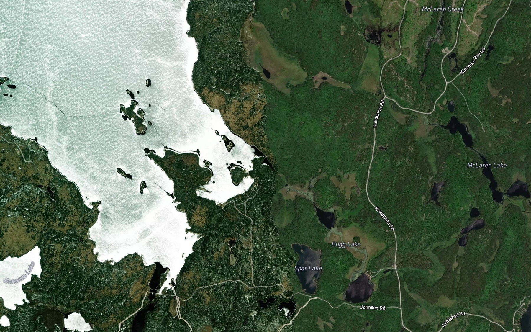 Satellite map of the Southeast Bay