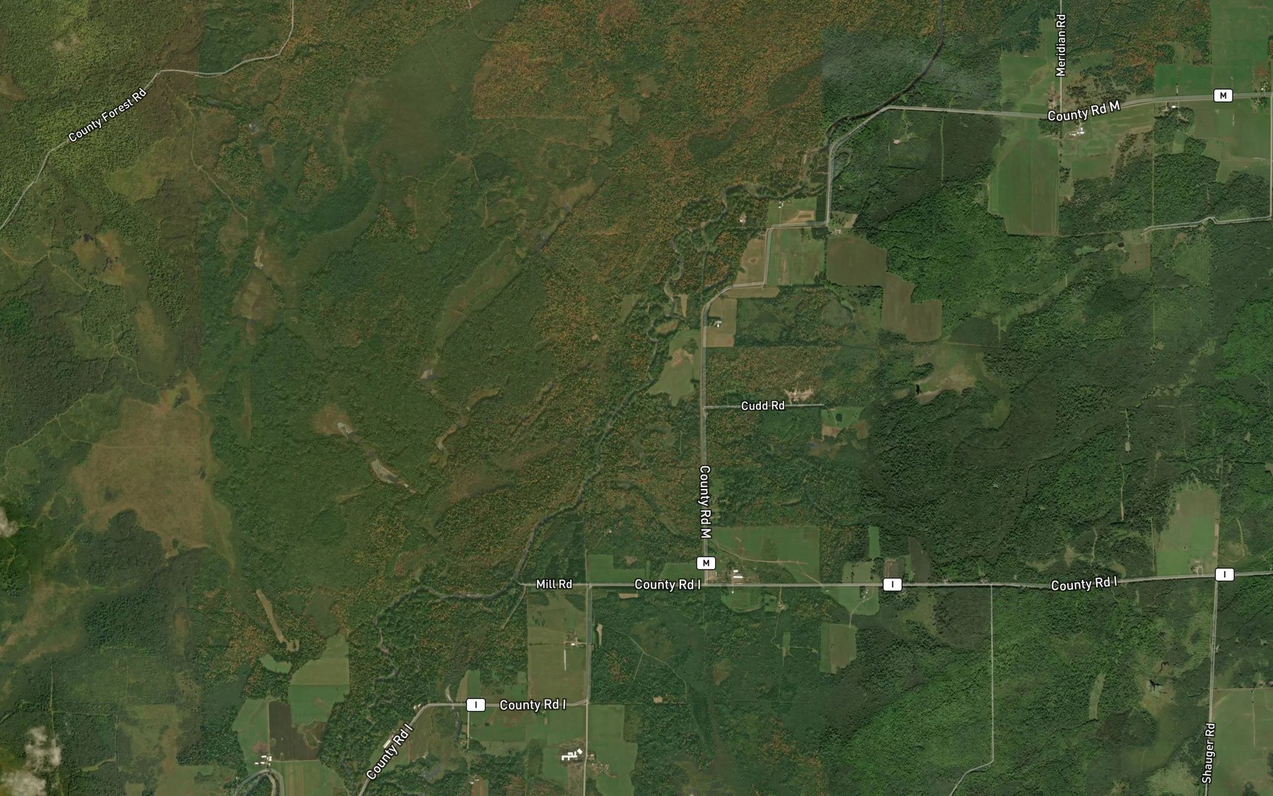 Satellite map of the Little Mondeaux Creek
