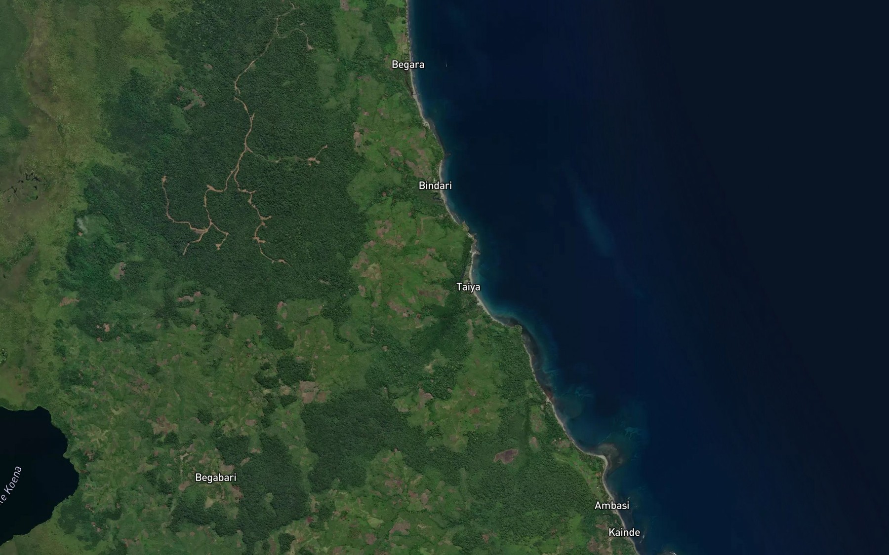 Satellite map of the Taututu Creek