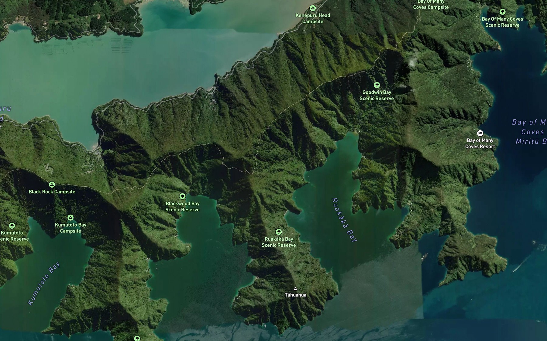 Satellite map of the Ratimera Bay
