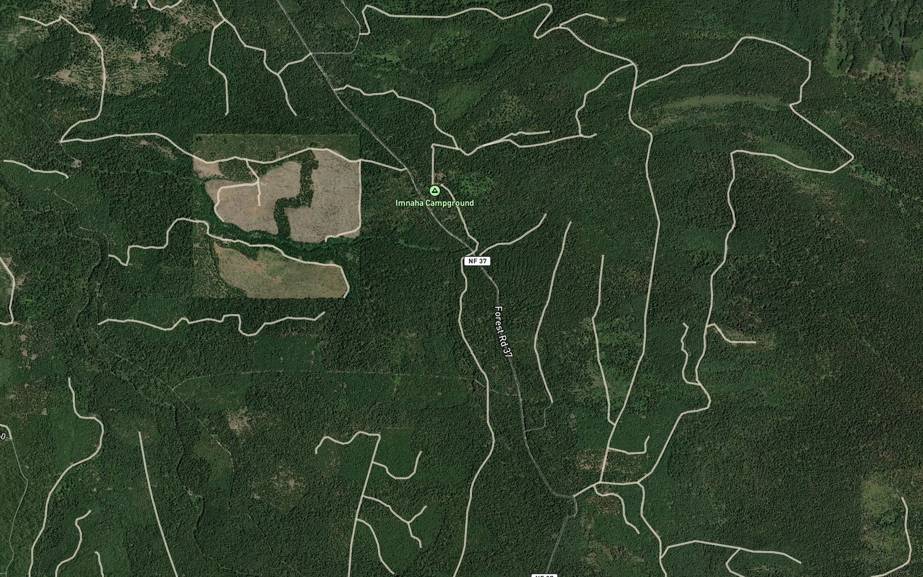 Satellite map of the Whitman Creek
