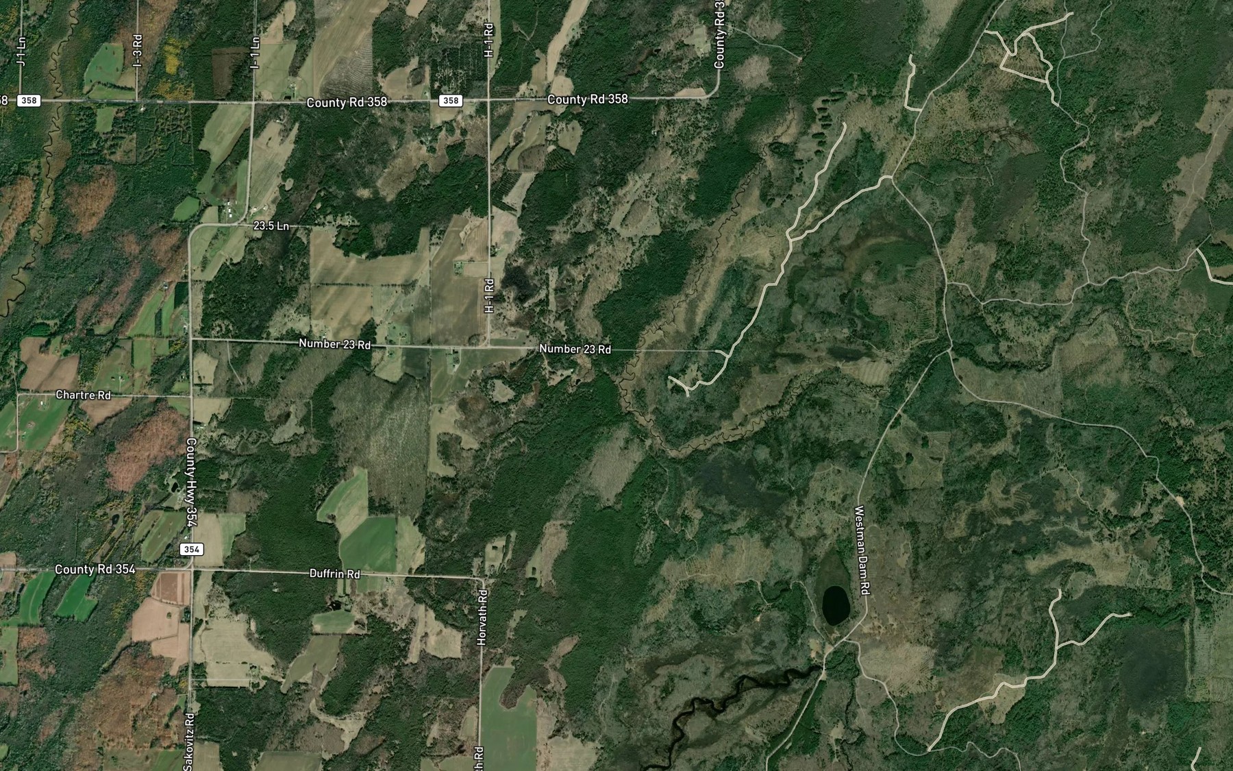 Satellite map of the West Elwood Creek