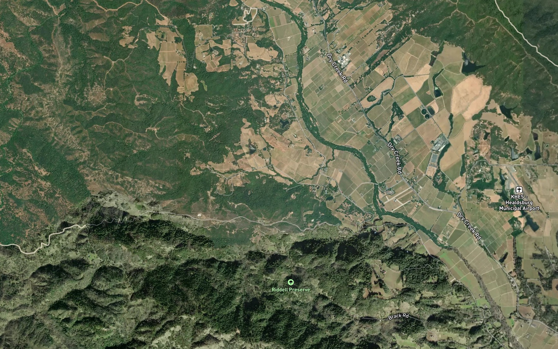 Satellite map of the Wine Creek