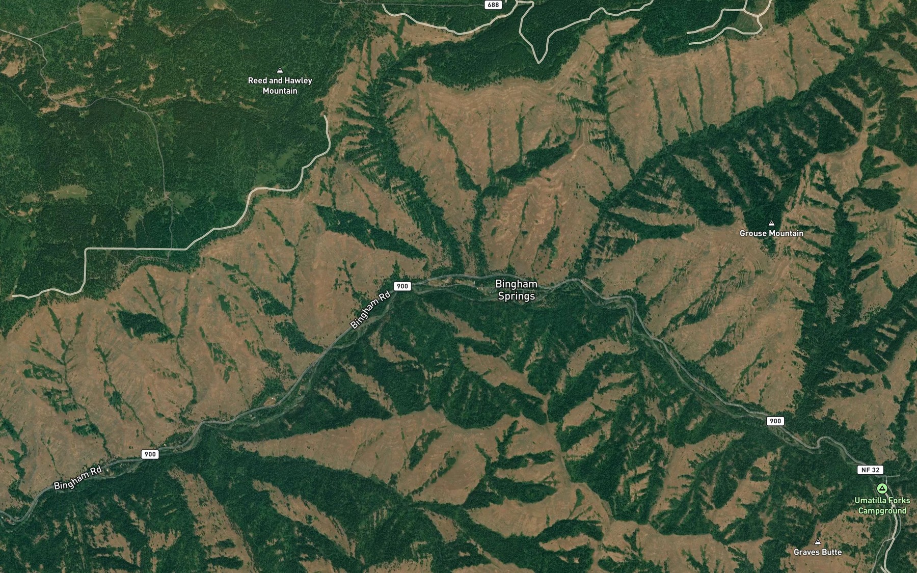 Satellite map of the Rock Creek