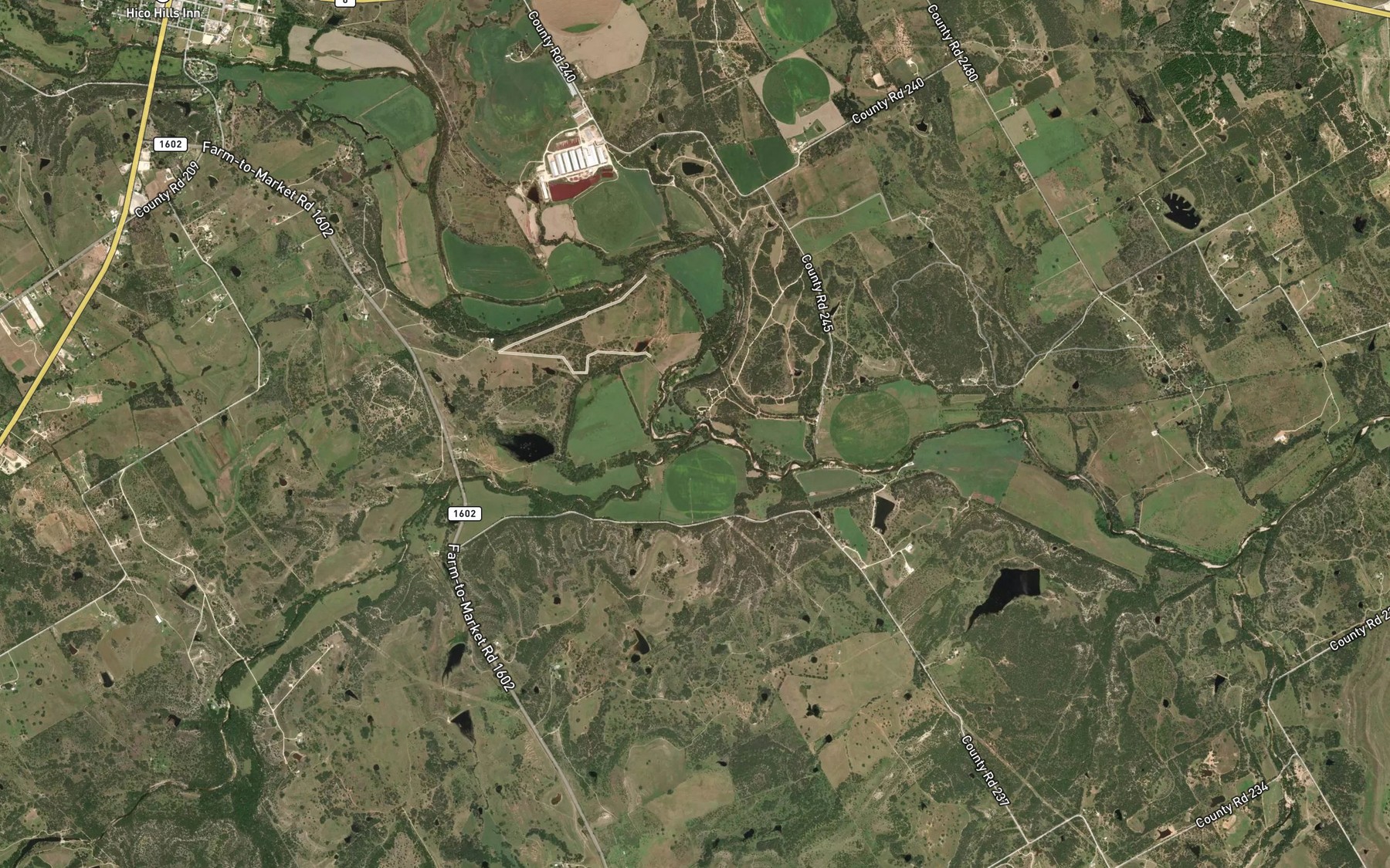 Satellite map of the Honey Creek