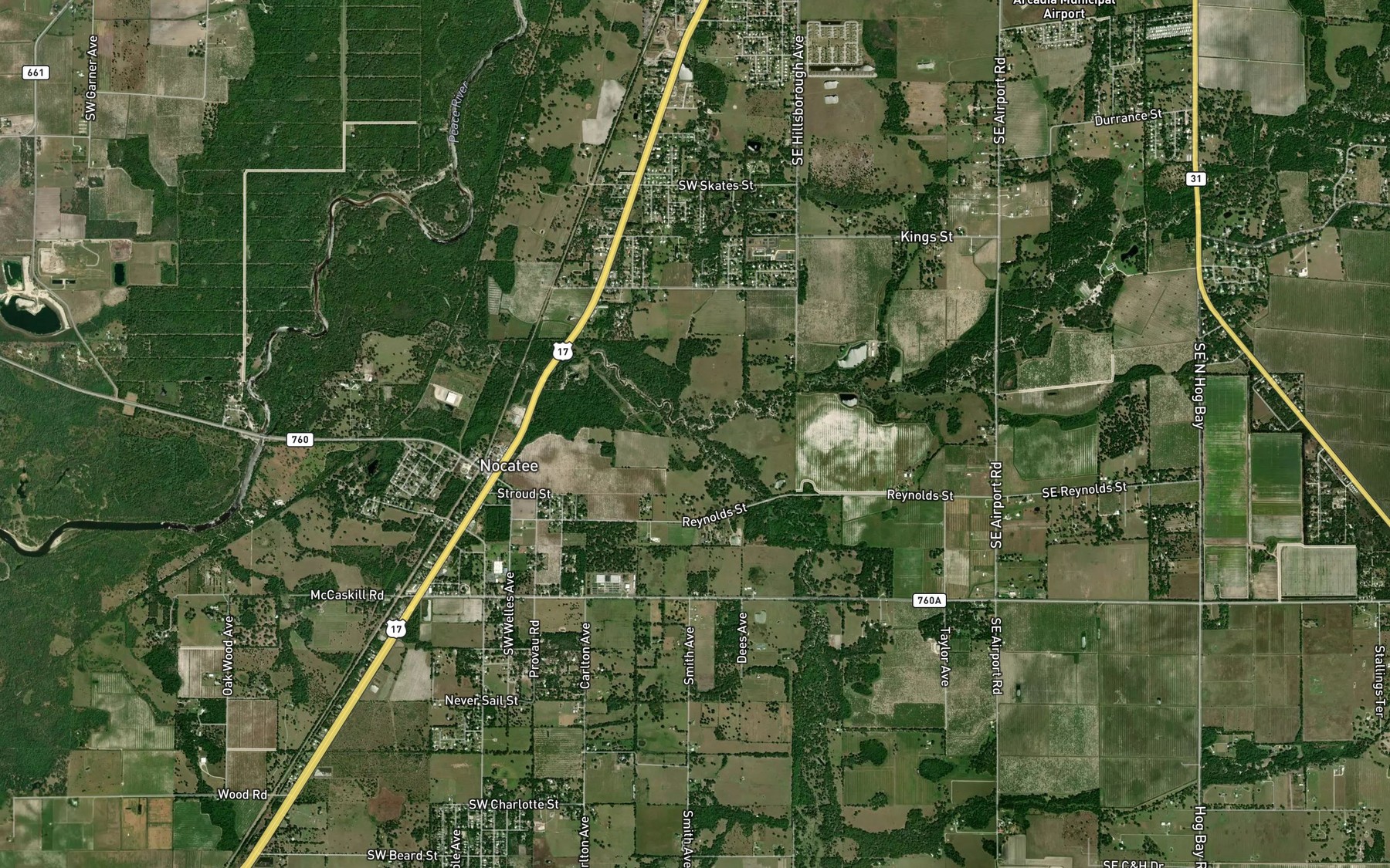 Satellite map of the Hawthorne Creek