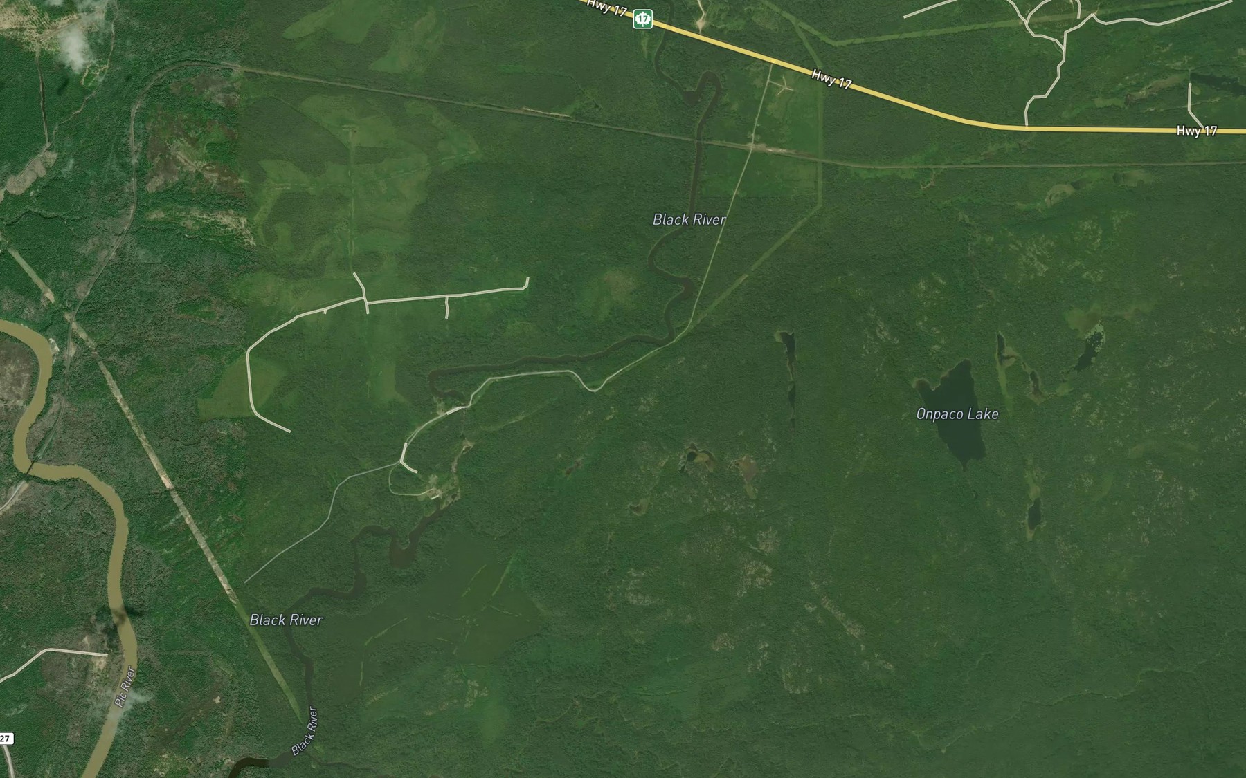 Satellite map of the Melgund Creek