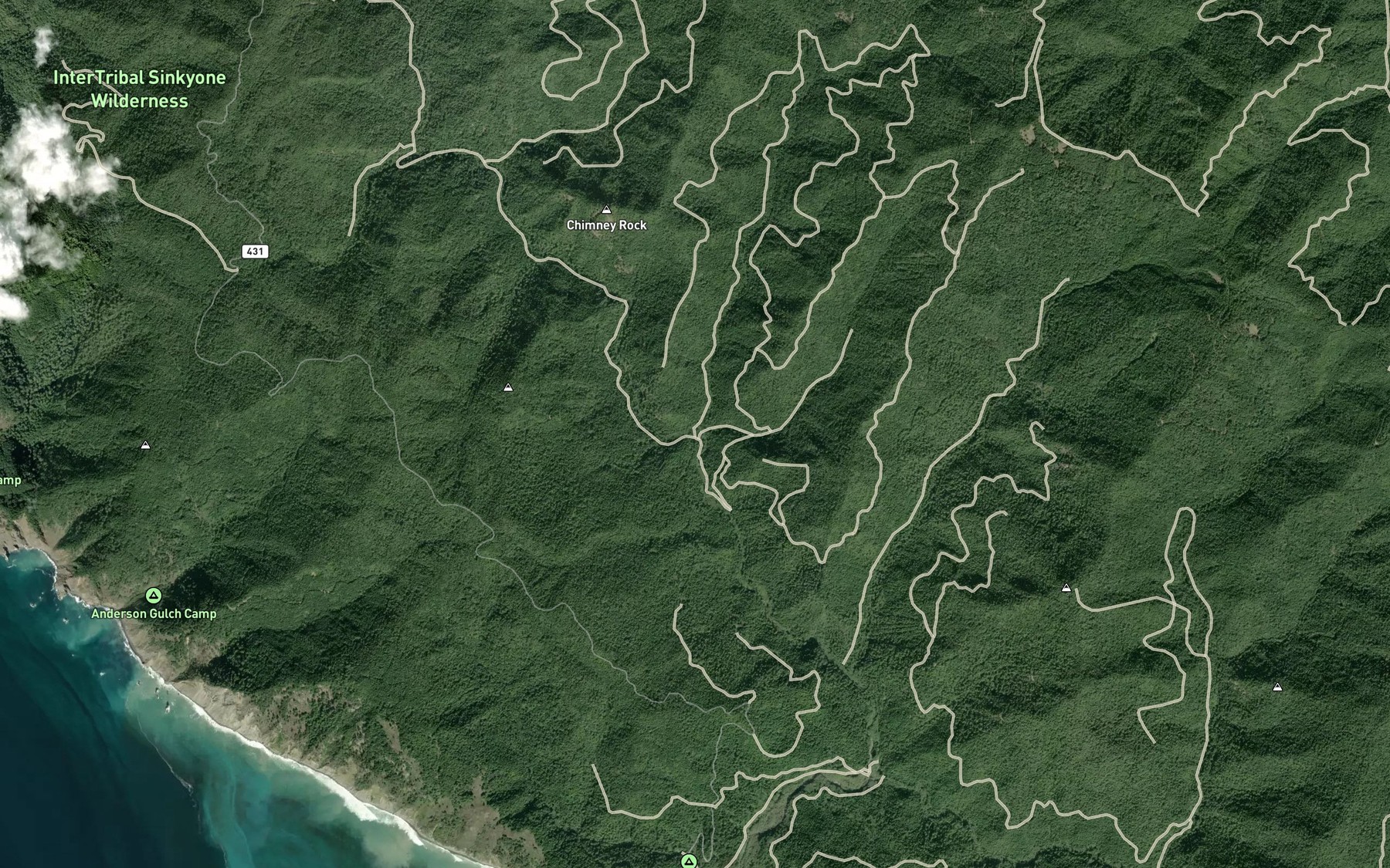 Satellite map of the Bear Creek
