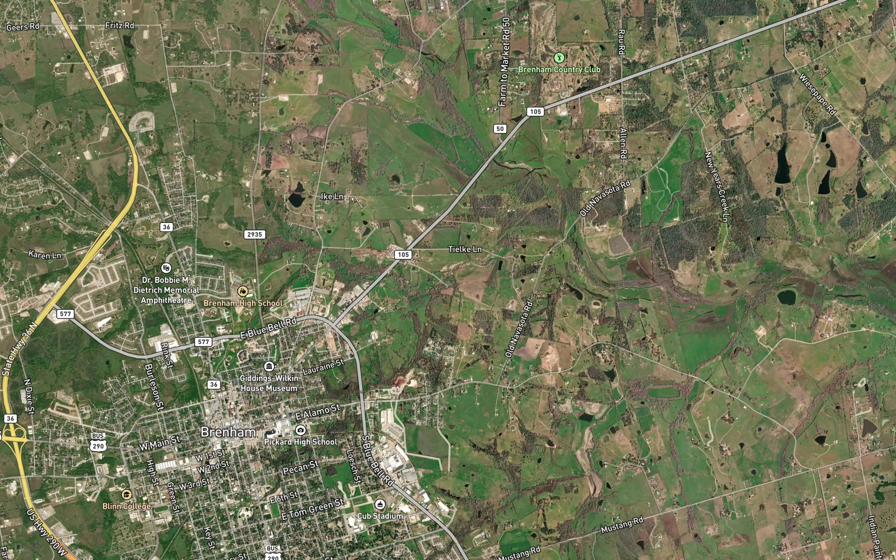 Satellite map of the Hog Branch