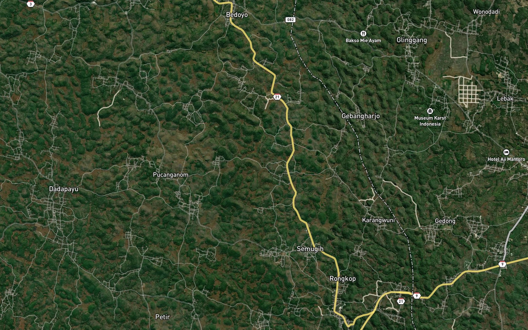 Satellite map of the Telaga Nguluran