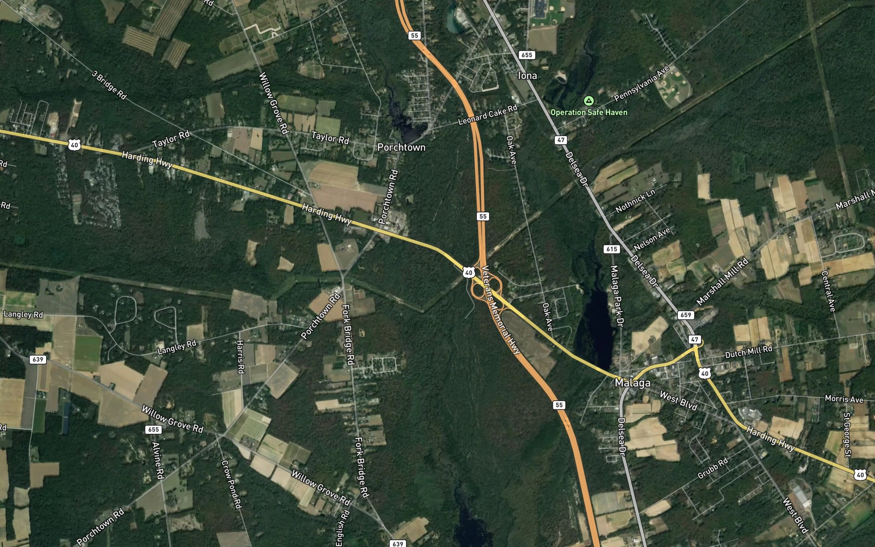 Satellite map of the Little Ease Run