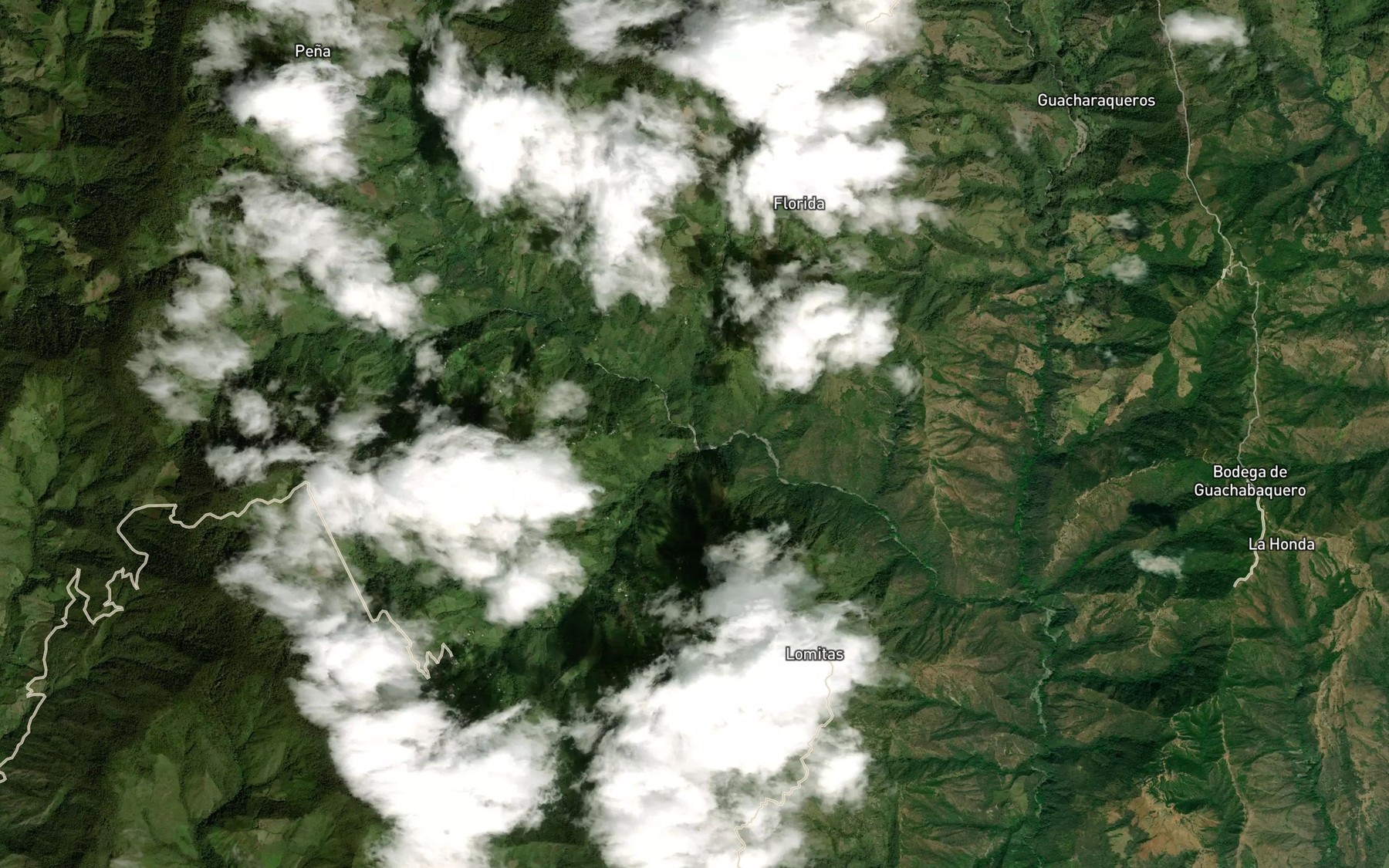 Satellite map of the Quebrada La Aldea