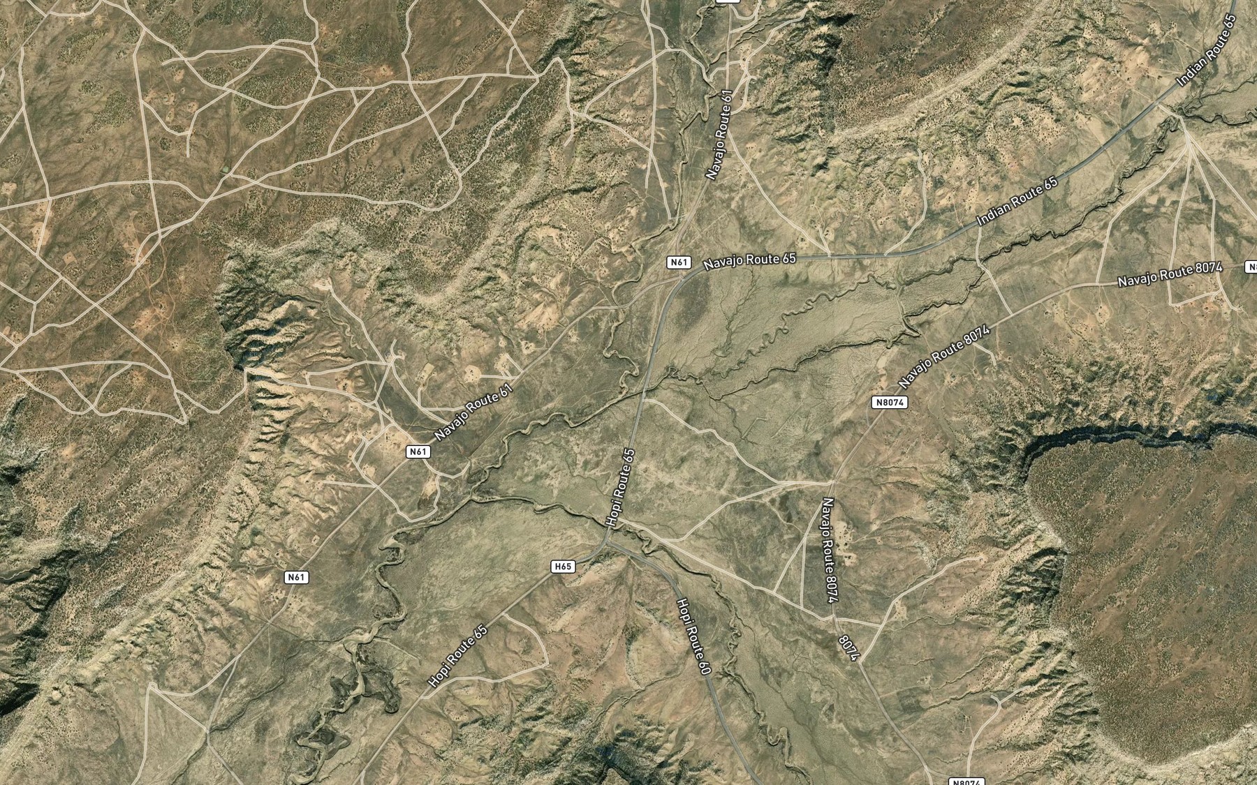 Satellite map of the Burnt Corn Wash