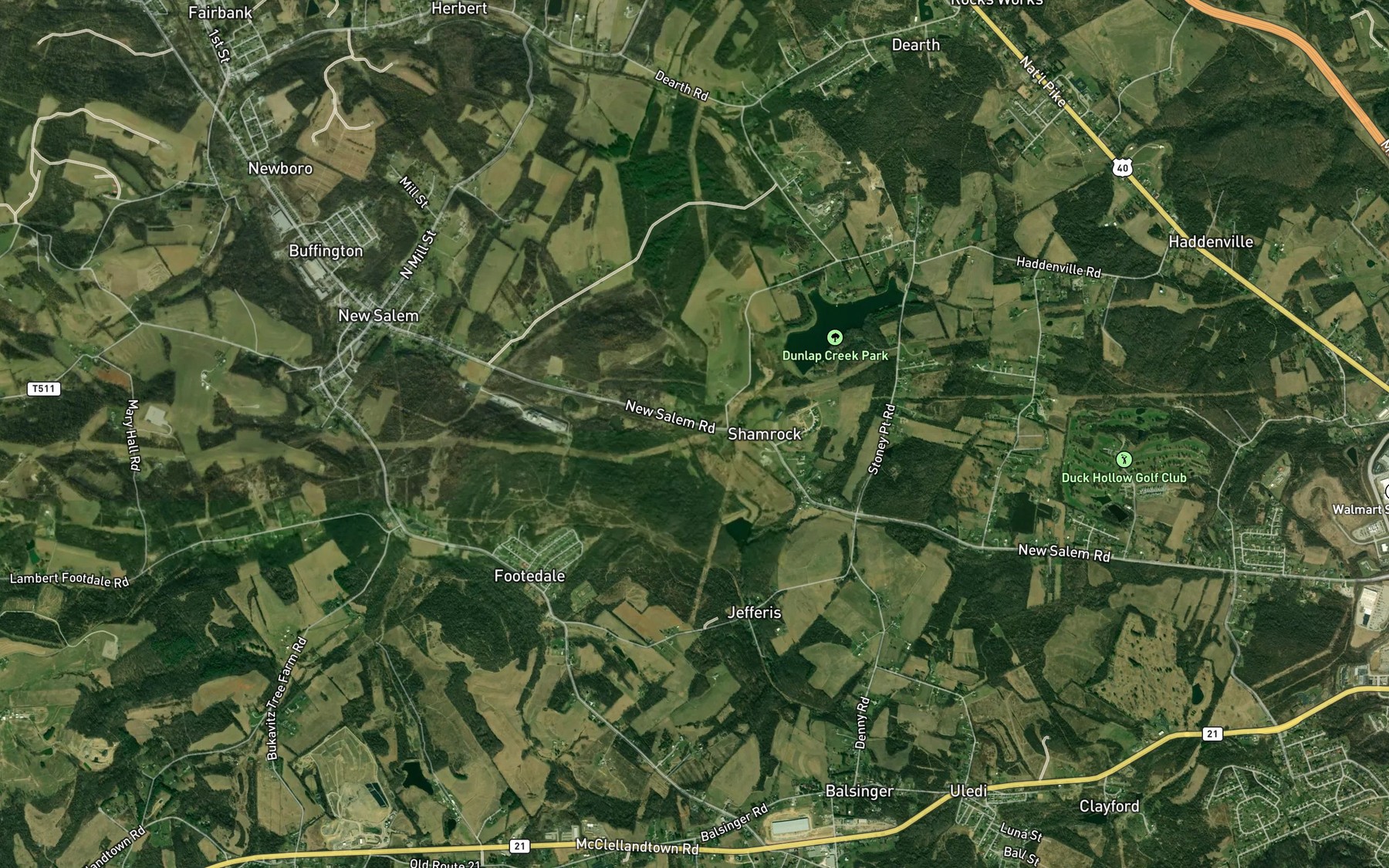 Satellite map of the Burnt Cabin Branch