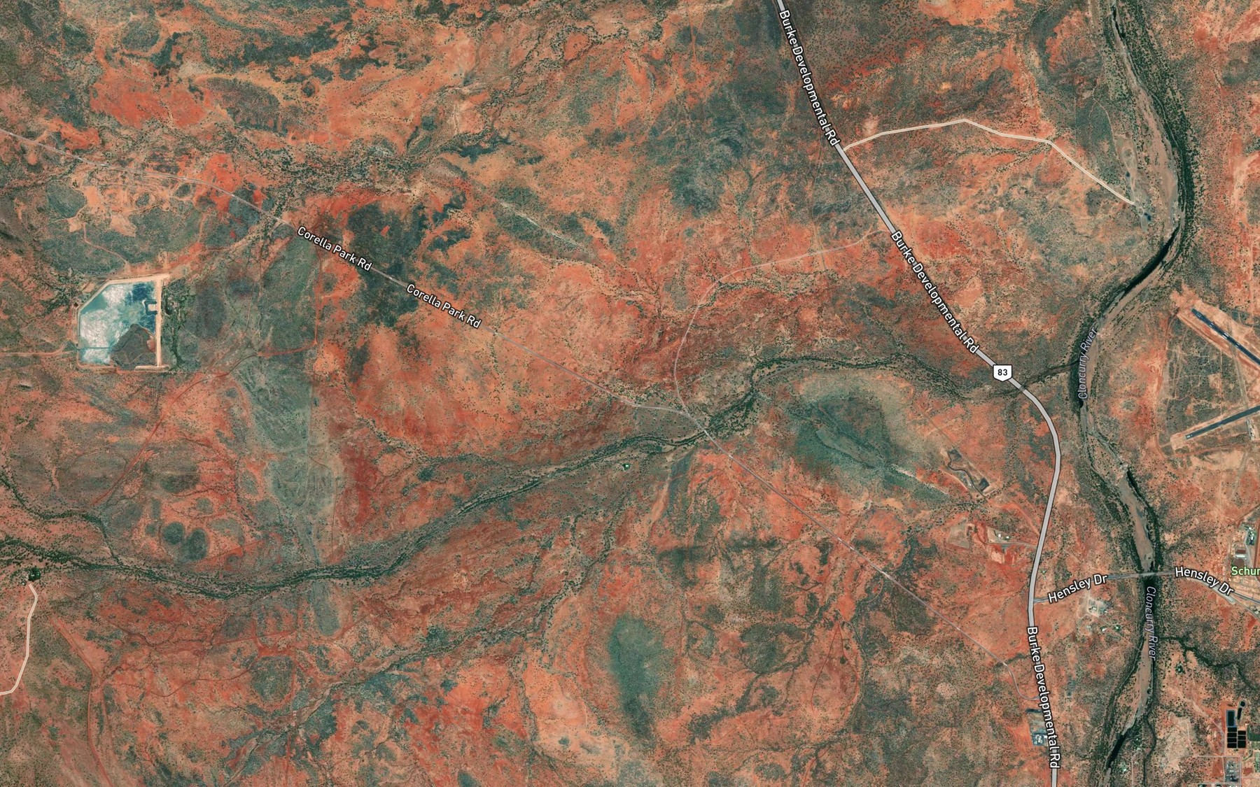 Satellite map of the Butcher Creek