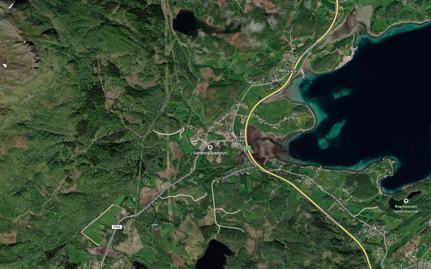Satellite map of the Kleelva