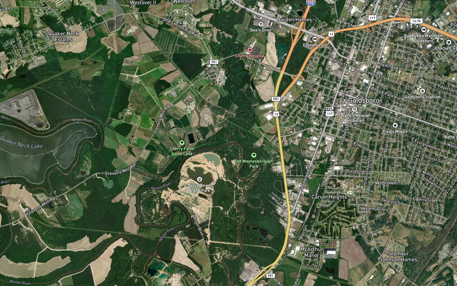 Satellite map of the Little River