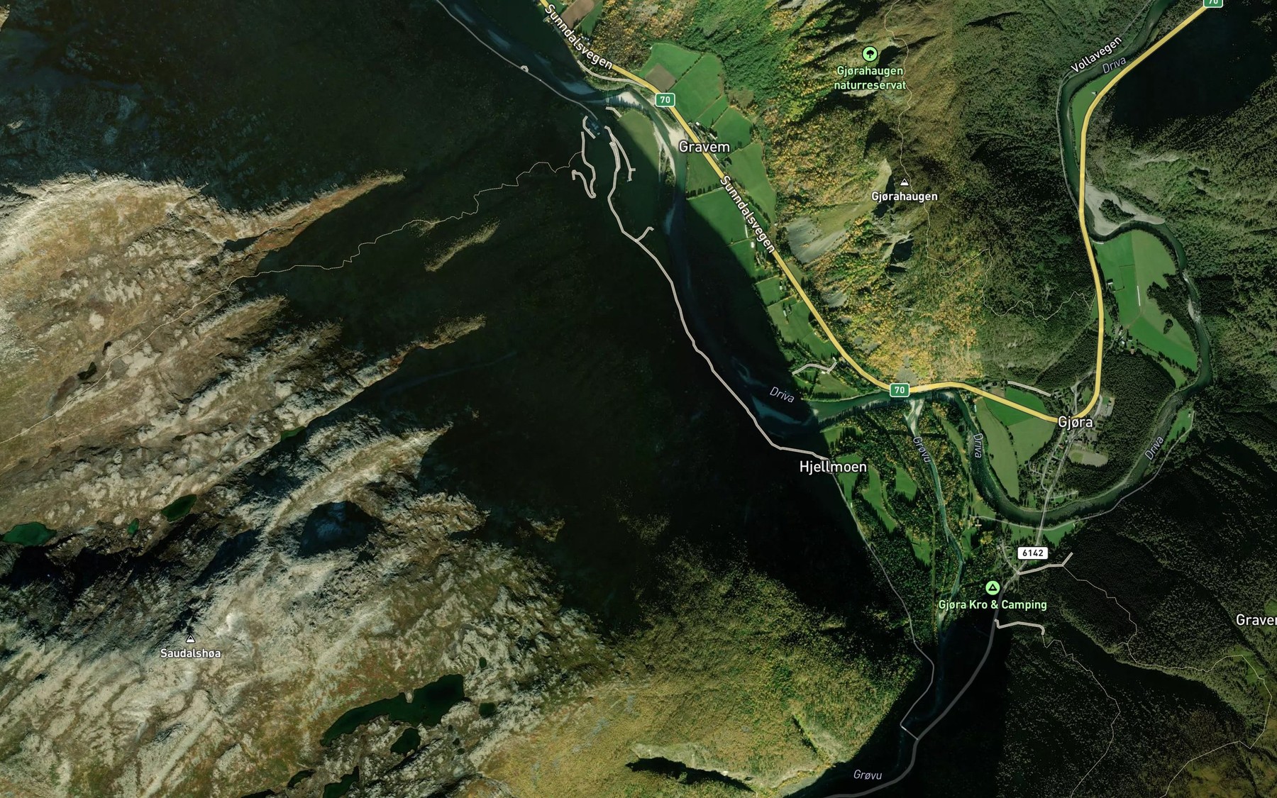 Satellite map of the Mjolkvollbekken