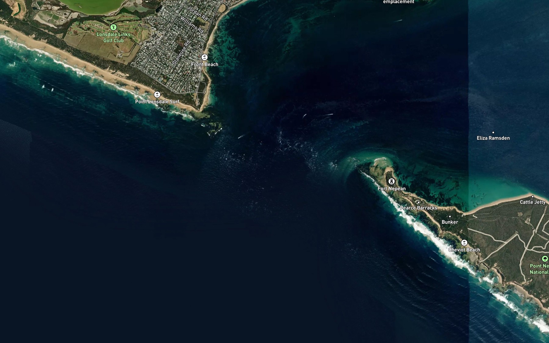 Satellite map of the Rip Bank