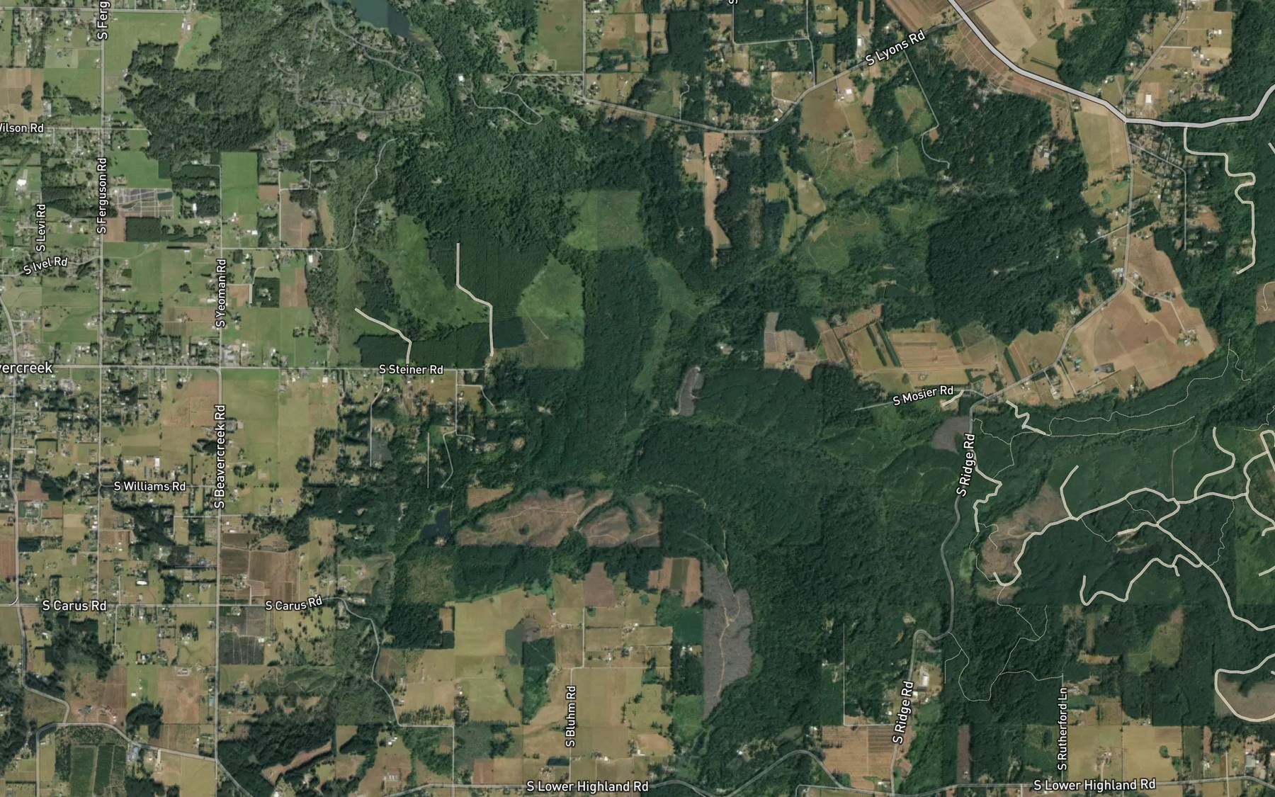 Satellite map of the Martin Creek