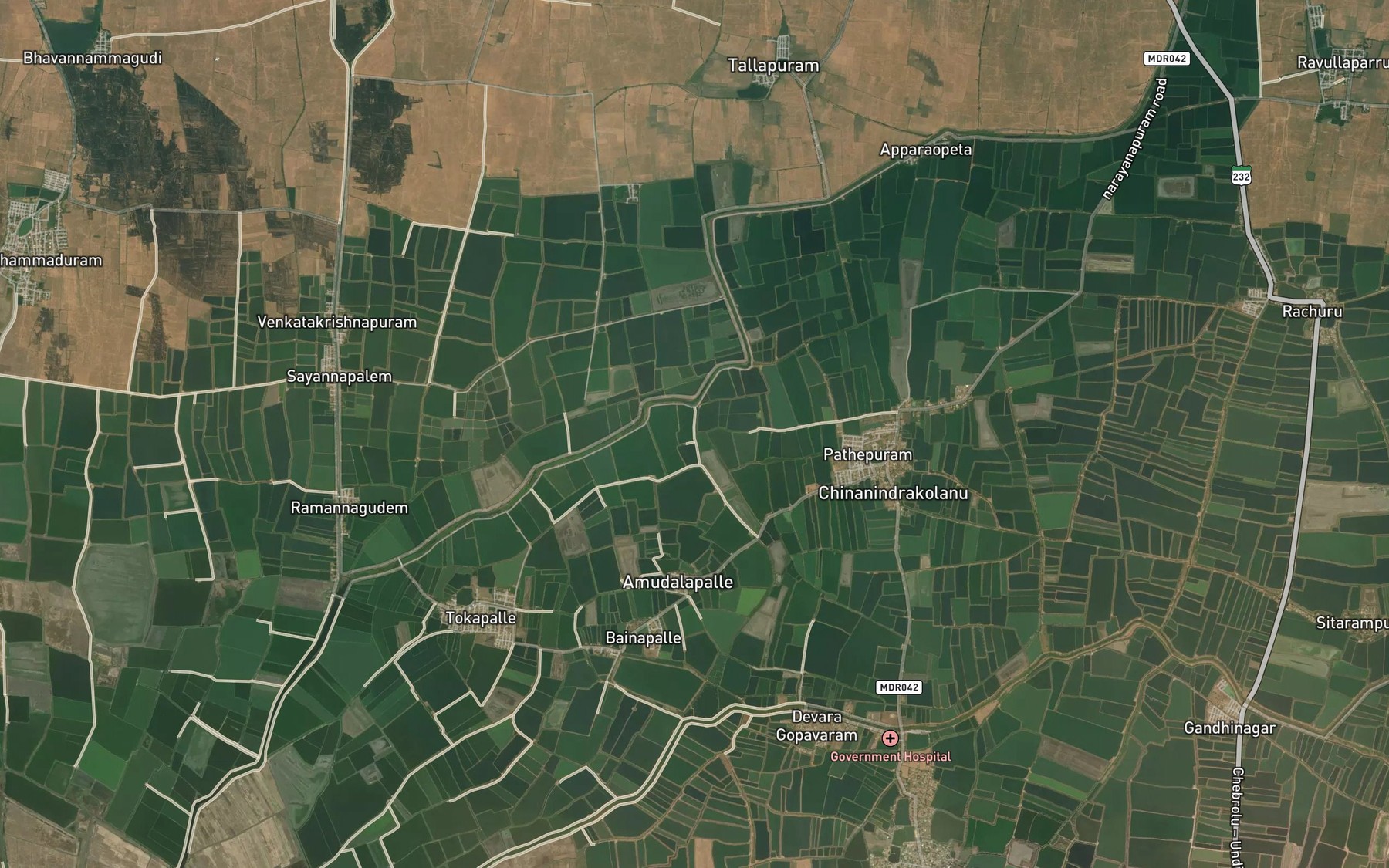 Satellite map of the Chinna Nindrakolanu Branch Channel
