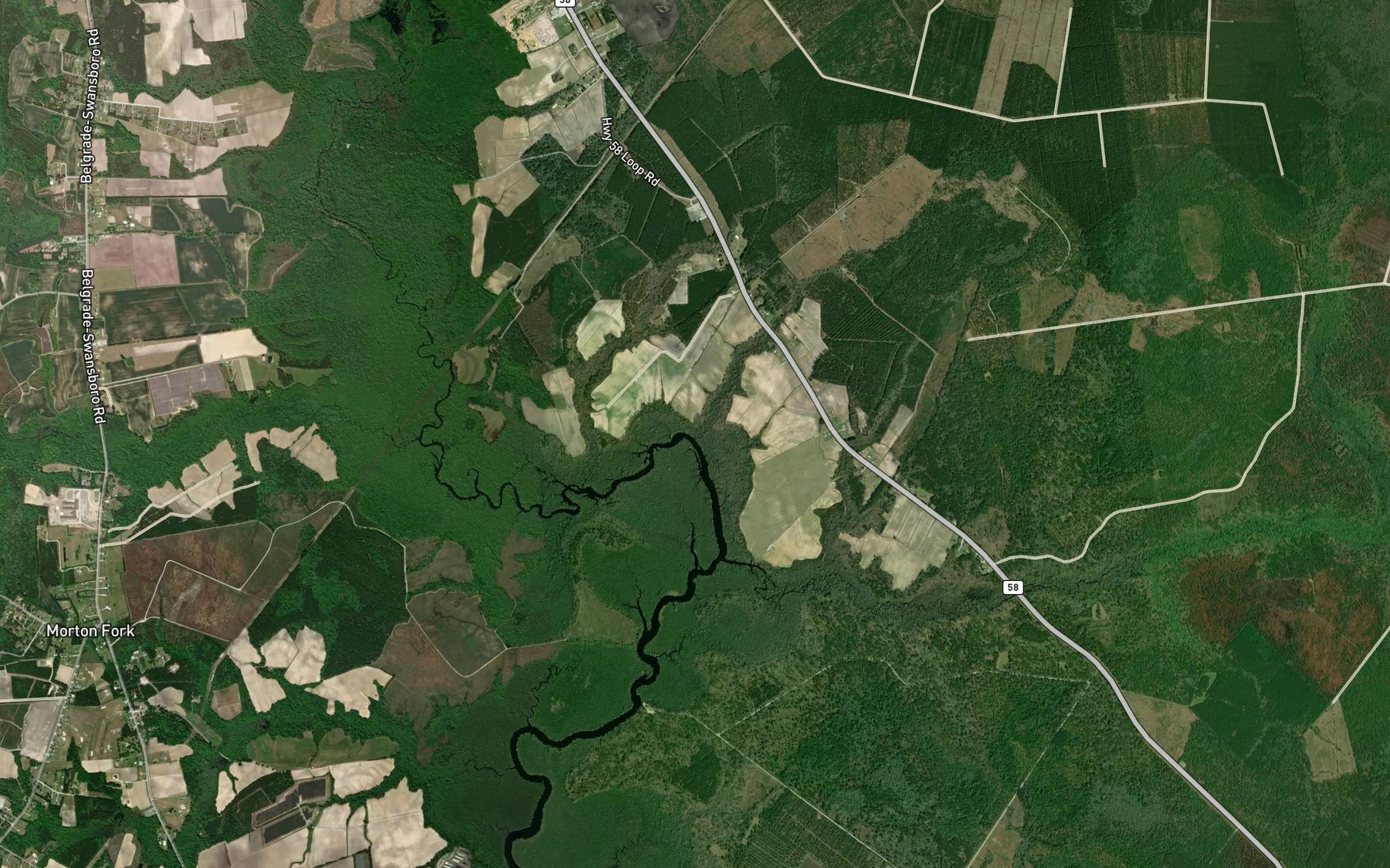 Satellite map of the Gravelly Branch