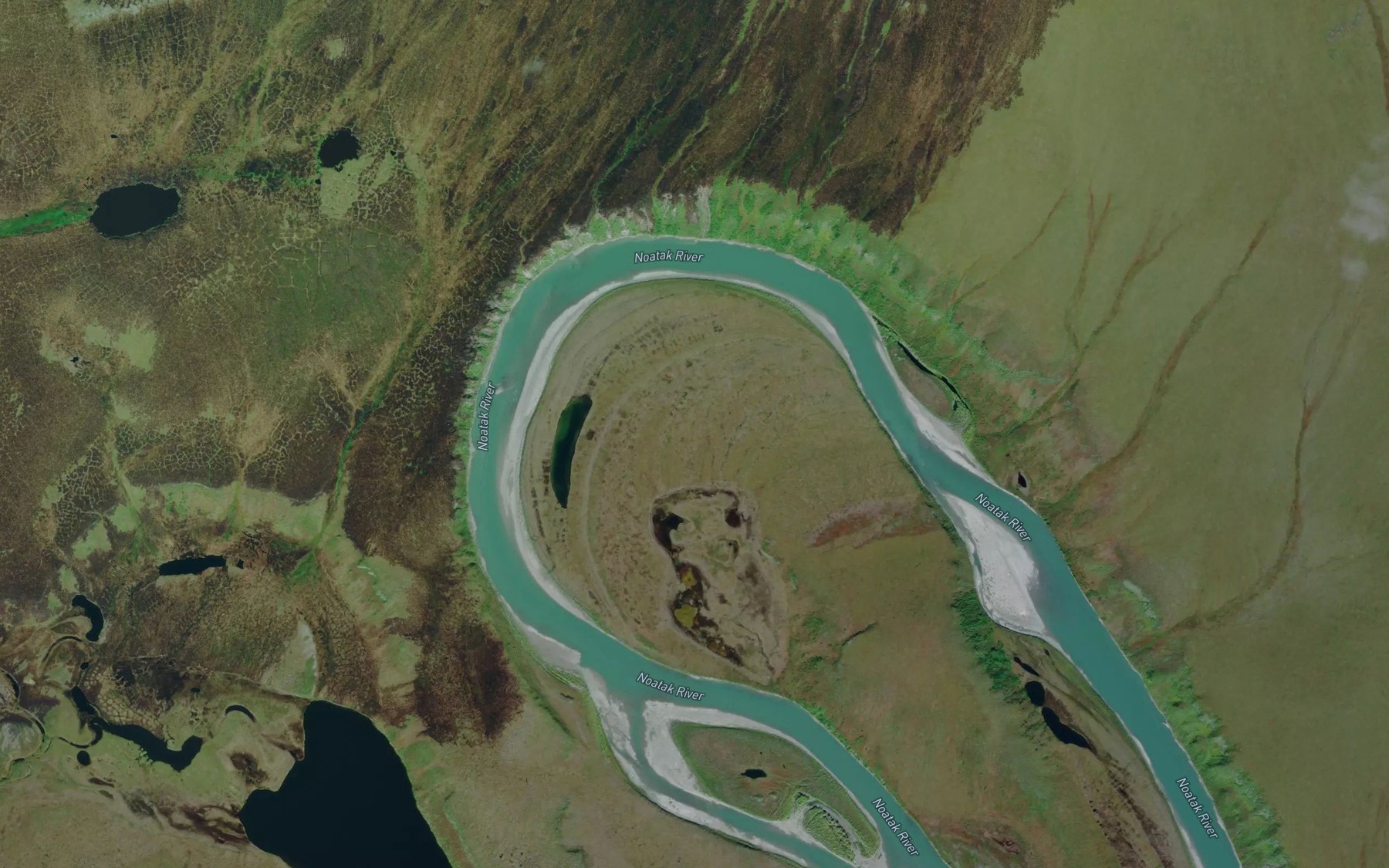 Satellite map of the Okak Bend