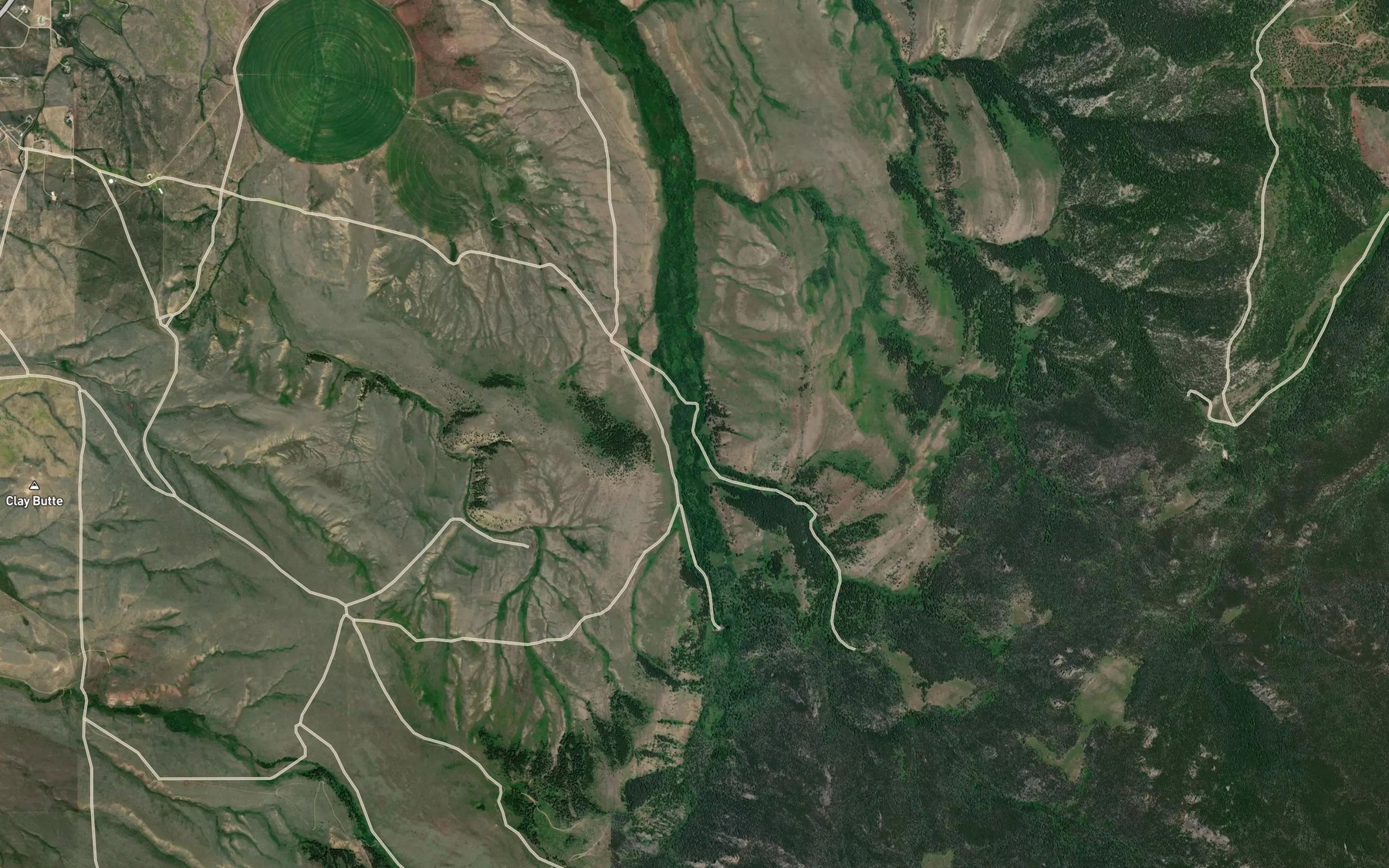 Satellite map of the South Fork Willow Creek