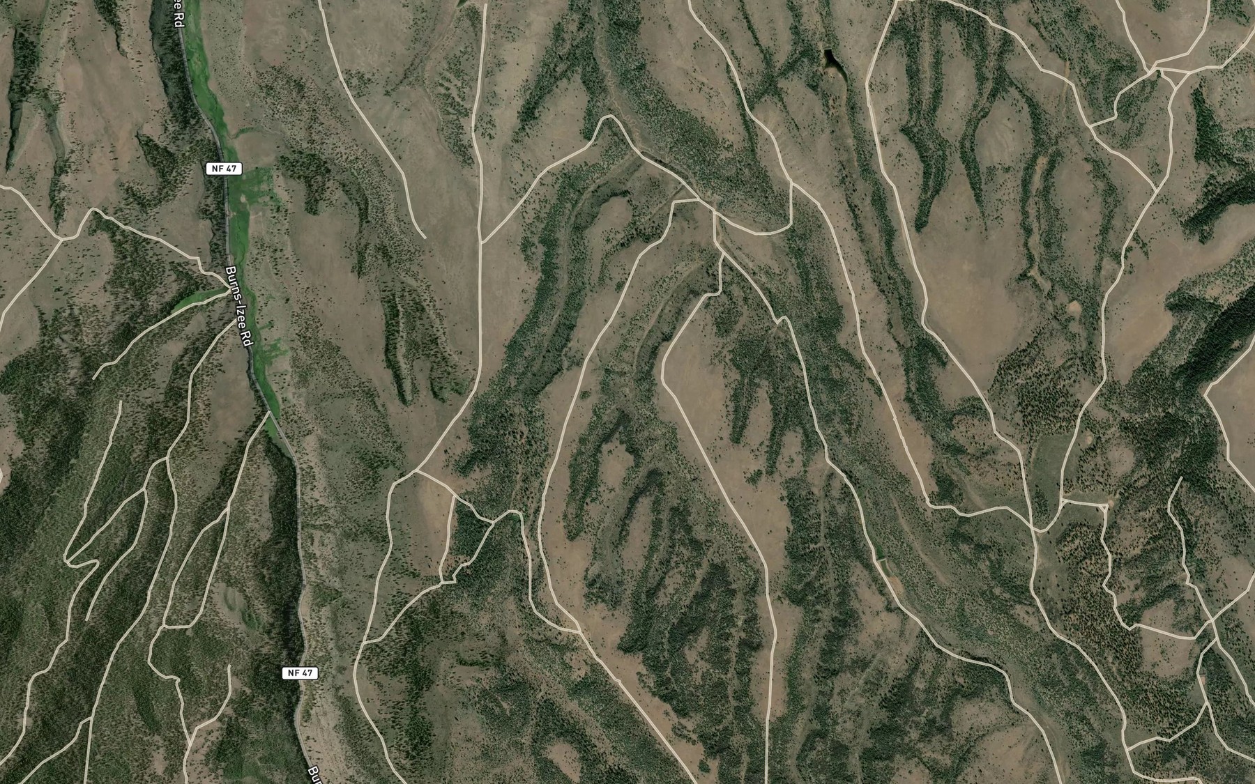 Satellite map of the Dry Gulch Reservoir