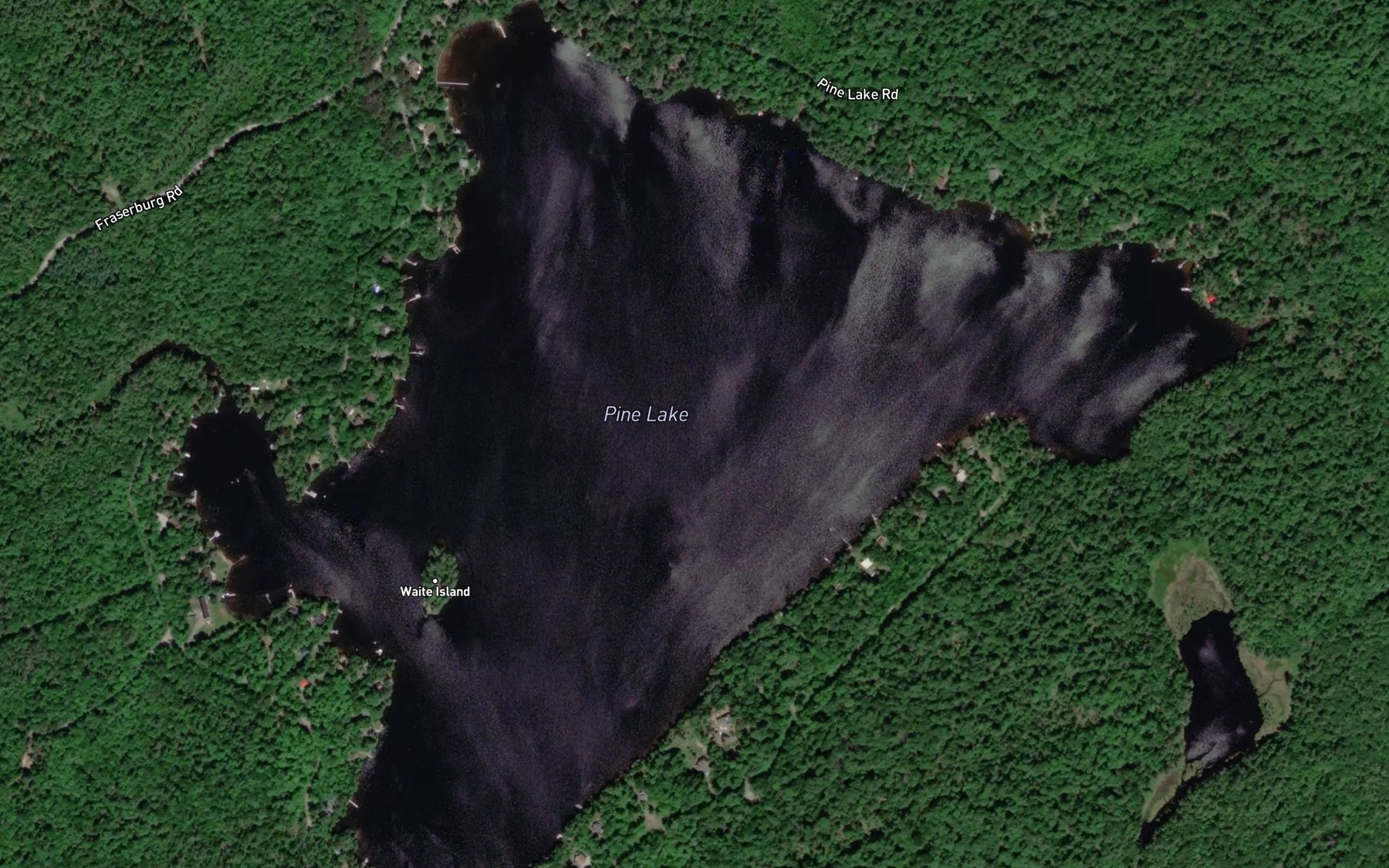 Satellite map of the Pine Lake