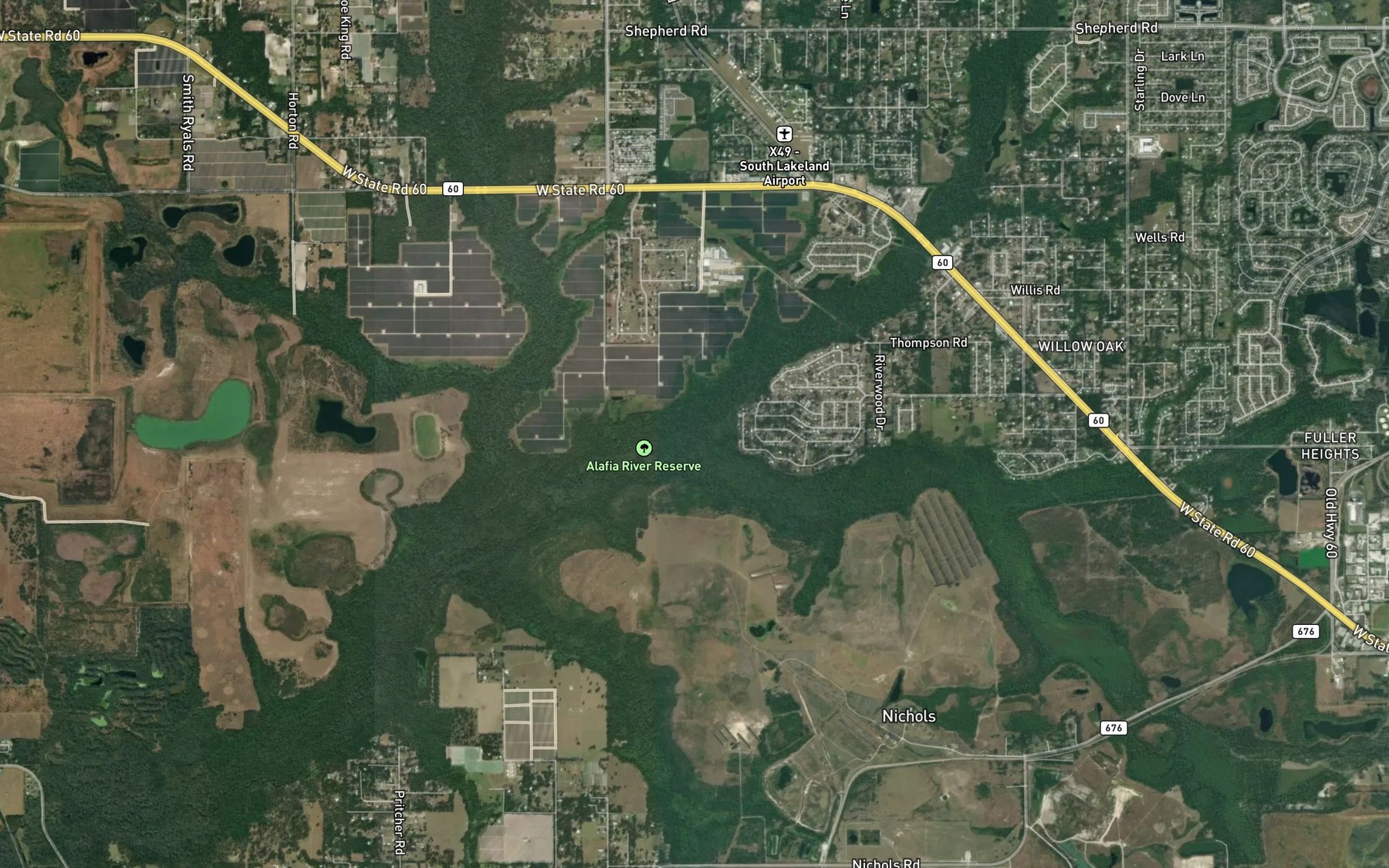 Satellite map of the Poley Creek