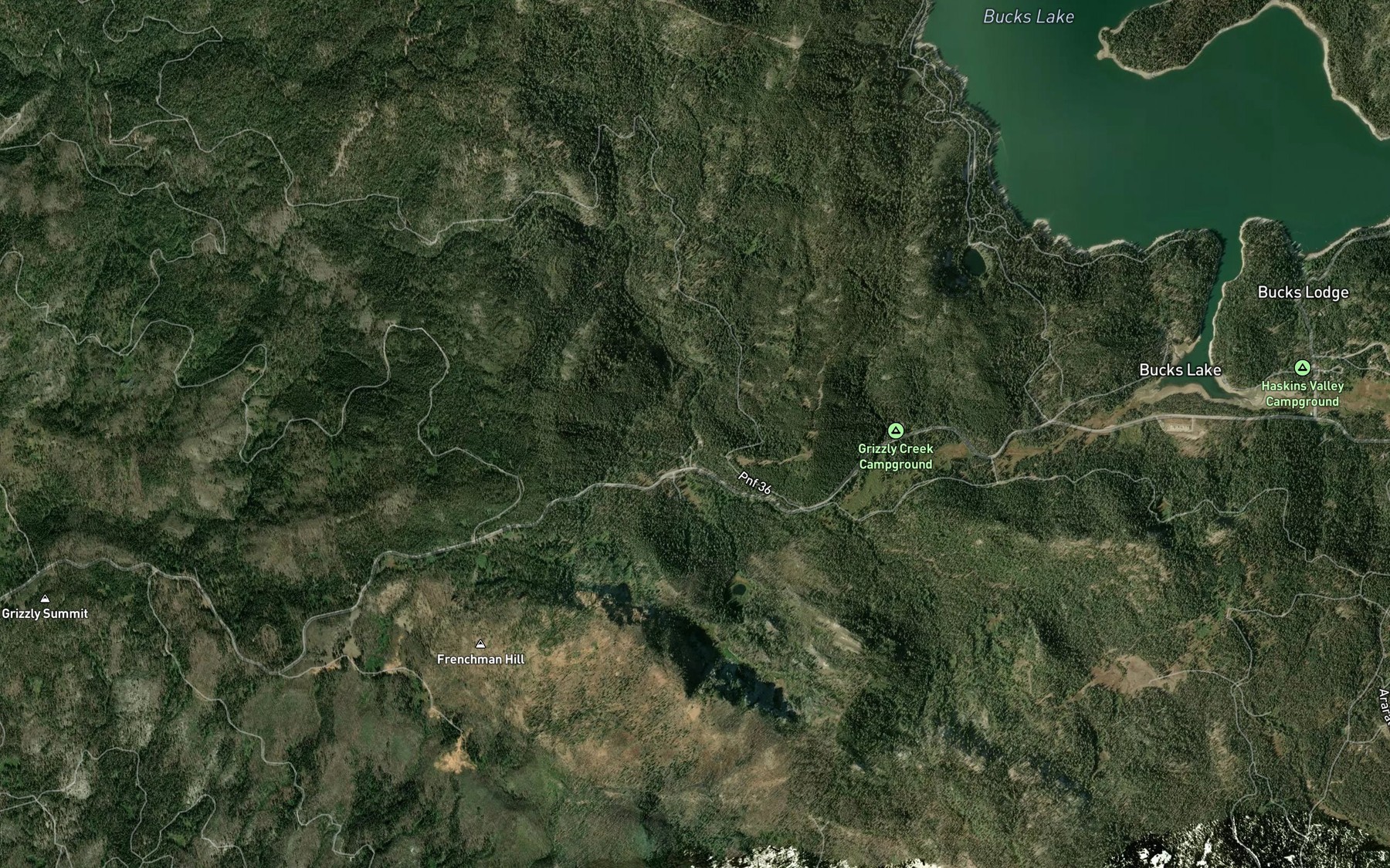 Satellite map of the Little Grizzly Creek