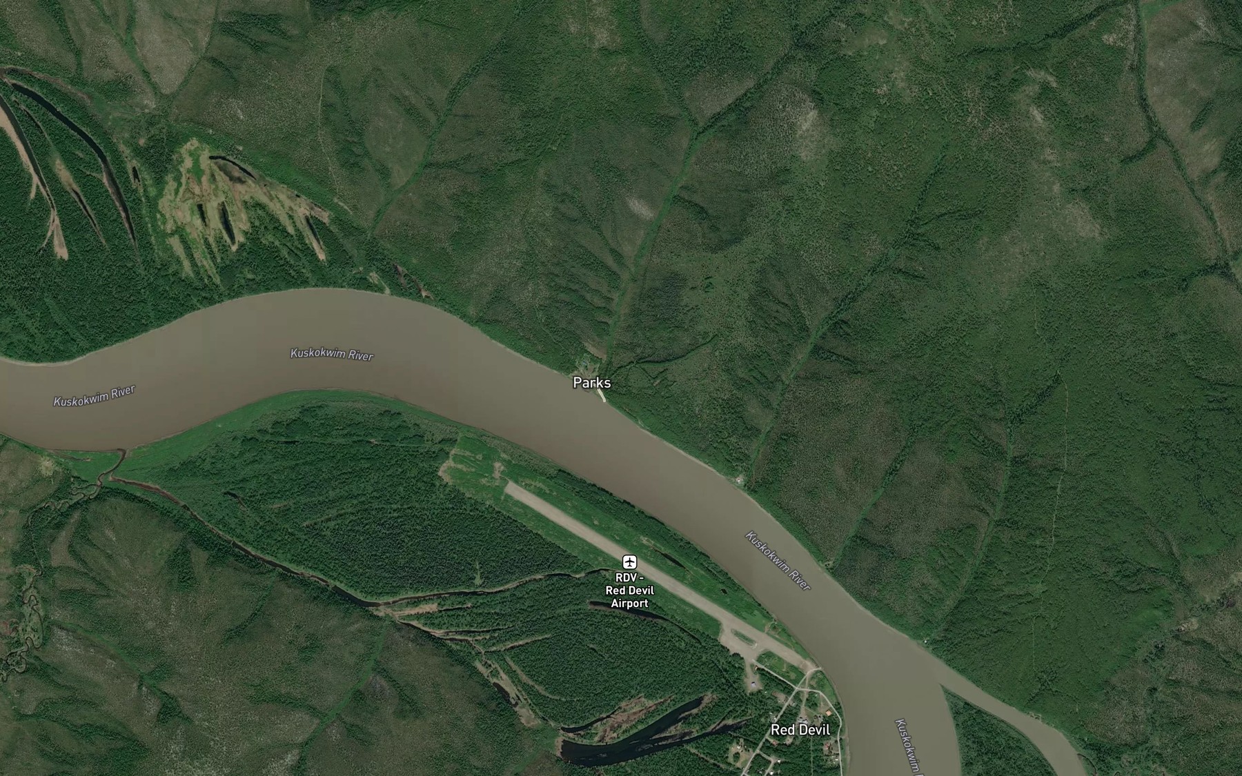 Satellite map of the Parks Creek