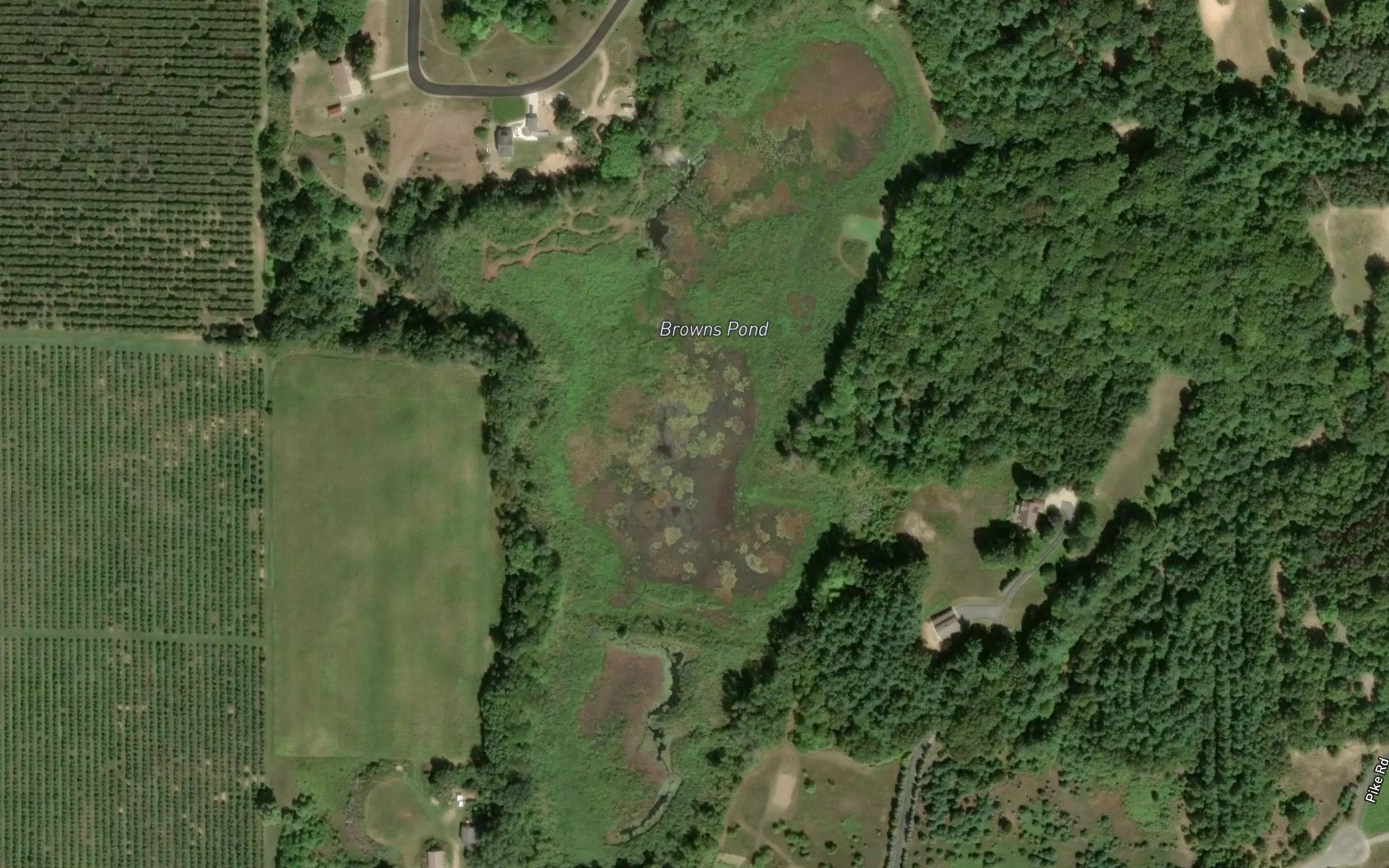 Satellite map of the Browns Pond