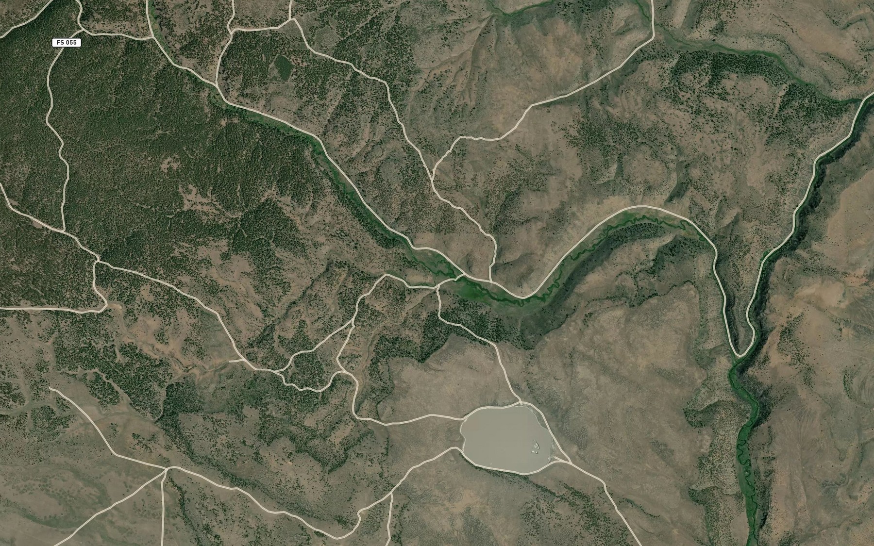 Satellite map of the Ryegrass Creek