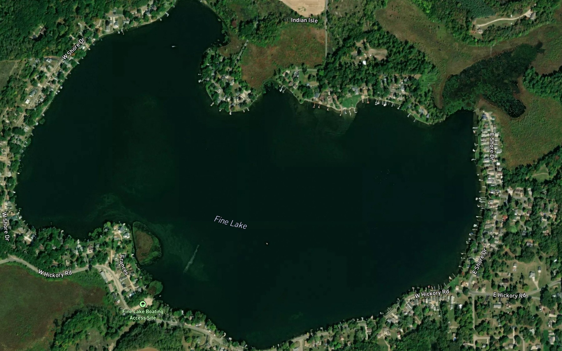 Satellite map of the Fine Lake