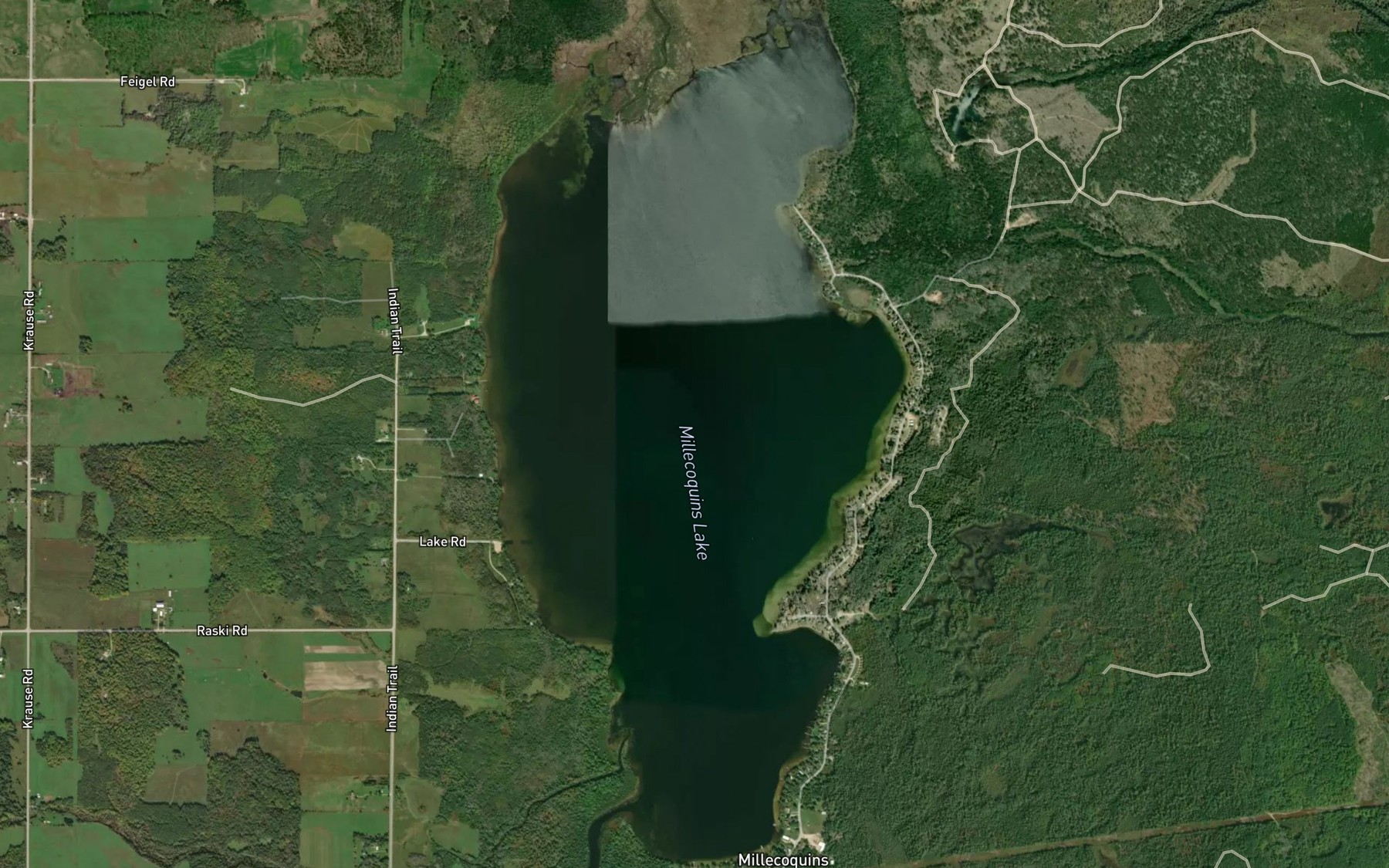 Satellite map of the Millecoquins Lake