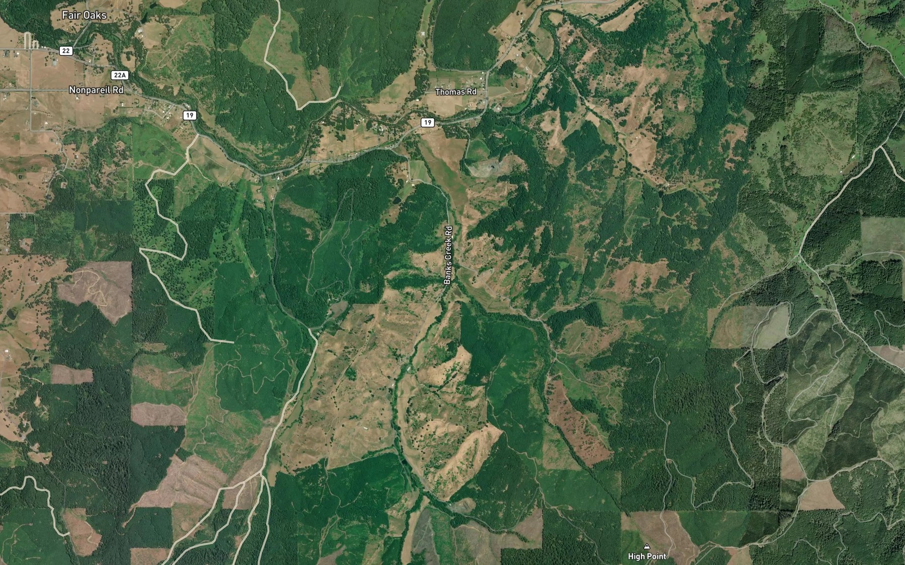 Satellite map of the Markham Creek